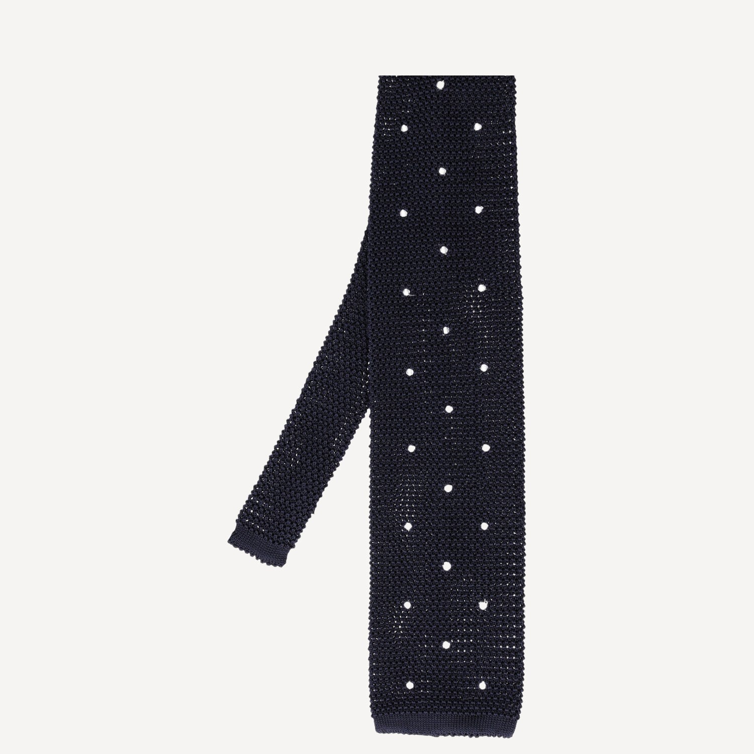 Knitted Spot Tie - Navy/White