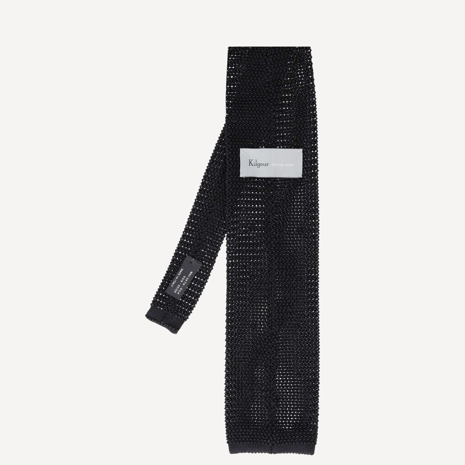 Knitted Spot Tie - Black/Black