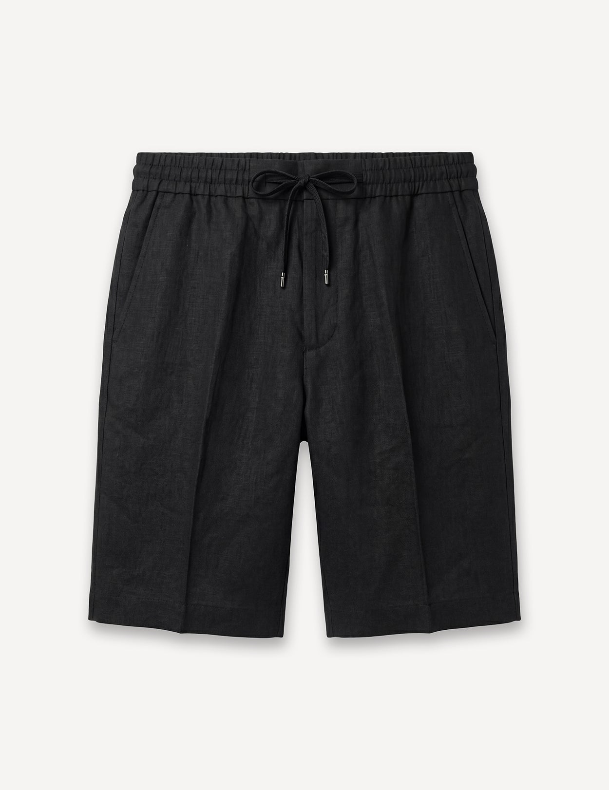 Drawstring Smart Shorts Black Linen