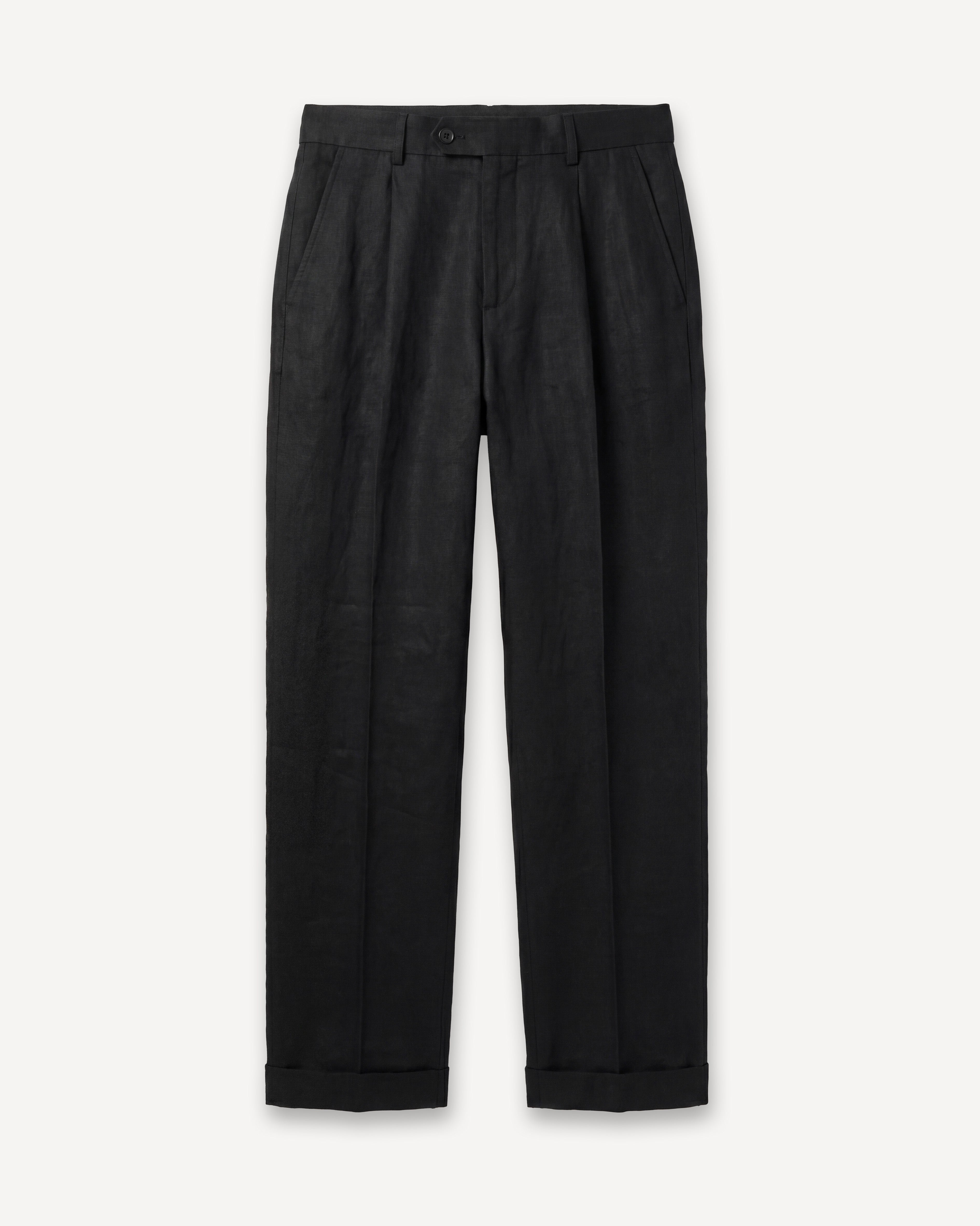 Pleated Trouser Black Linen