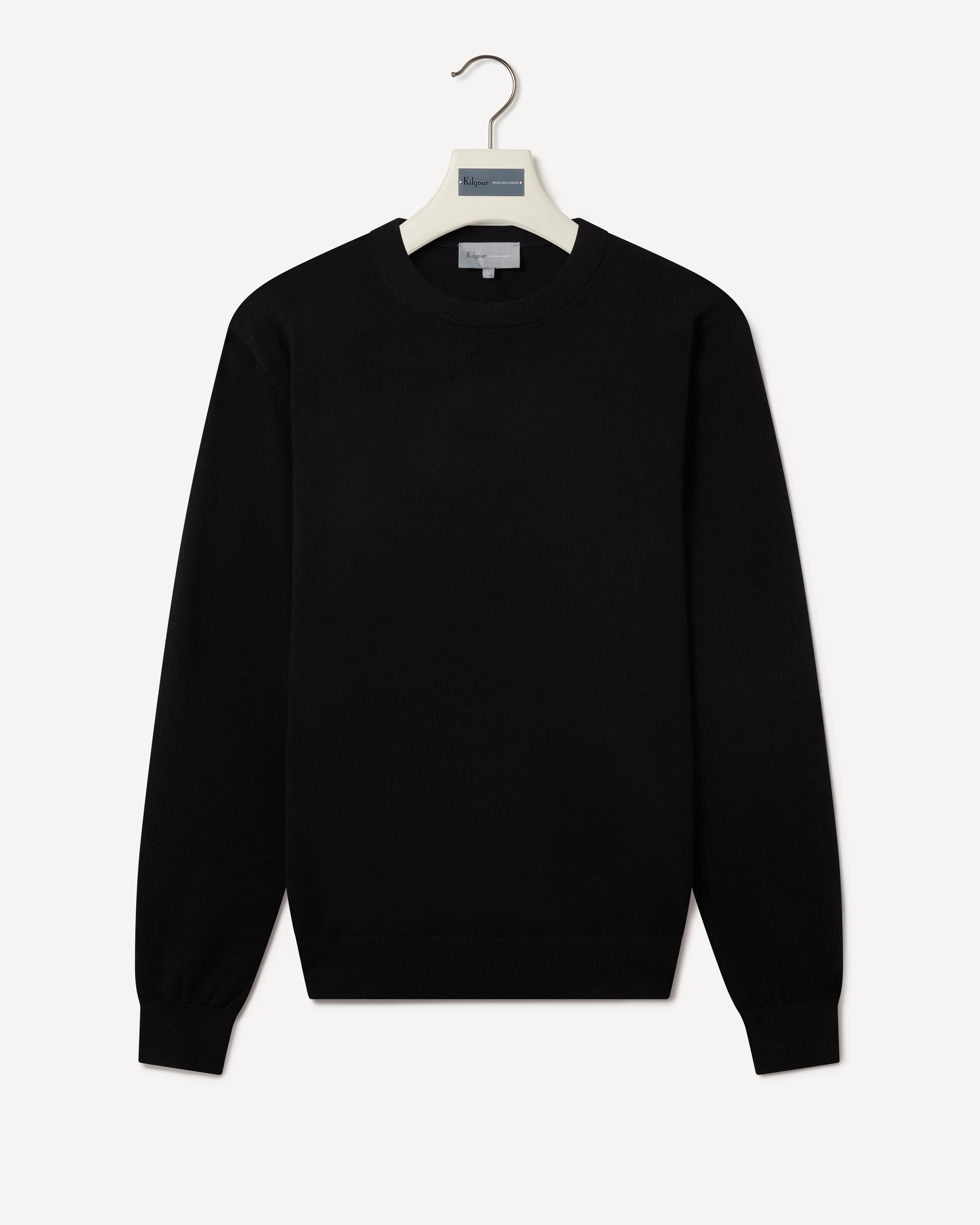 Easy Care Merino Wool Crewneck Knit Black