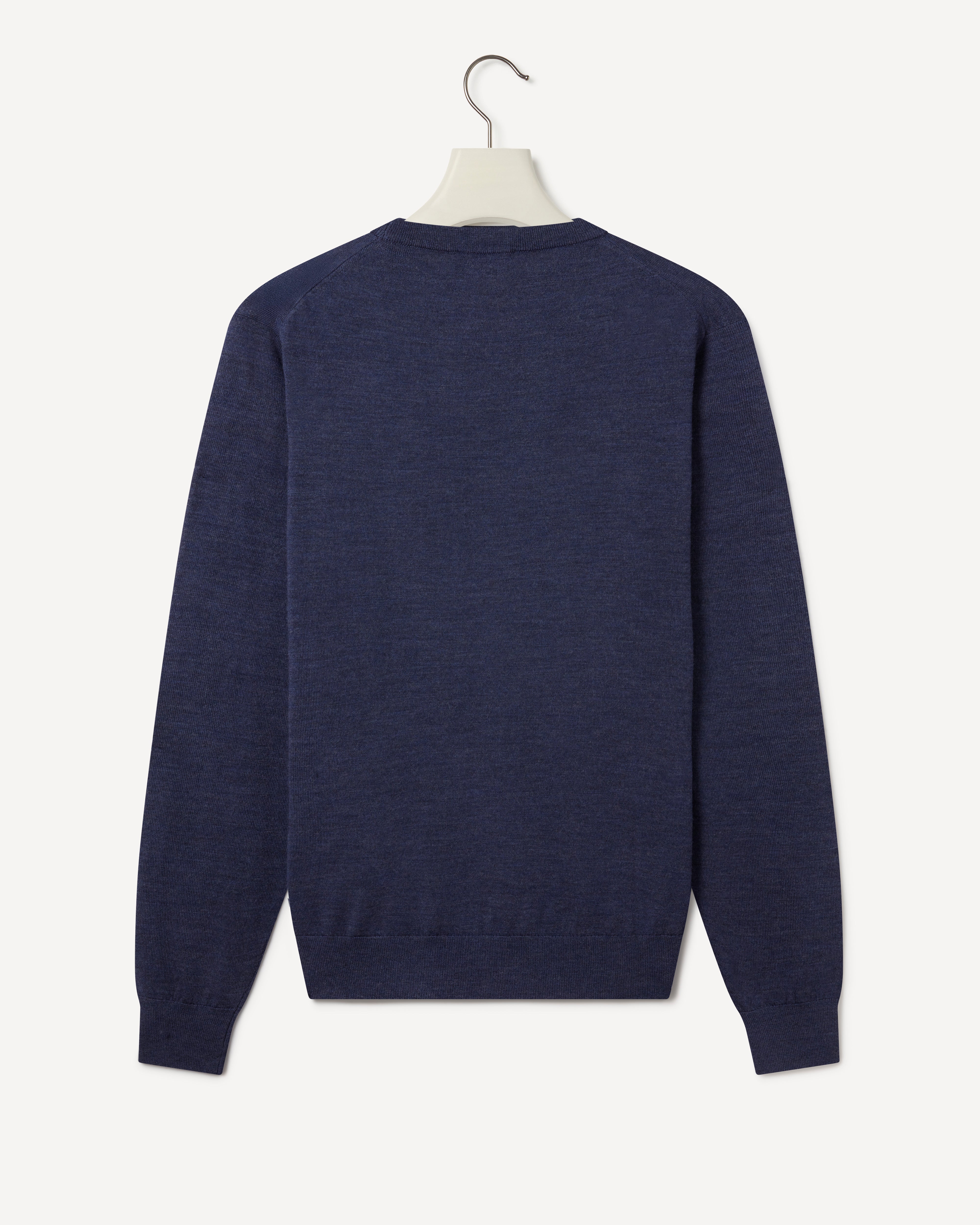 Easy Care Merino Wool Crewneck Knit Indigo
