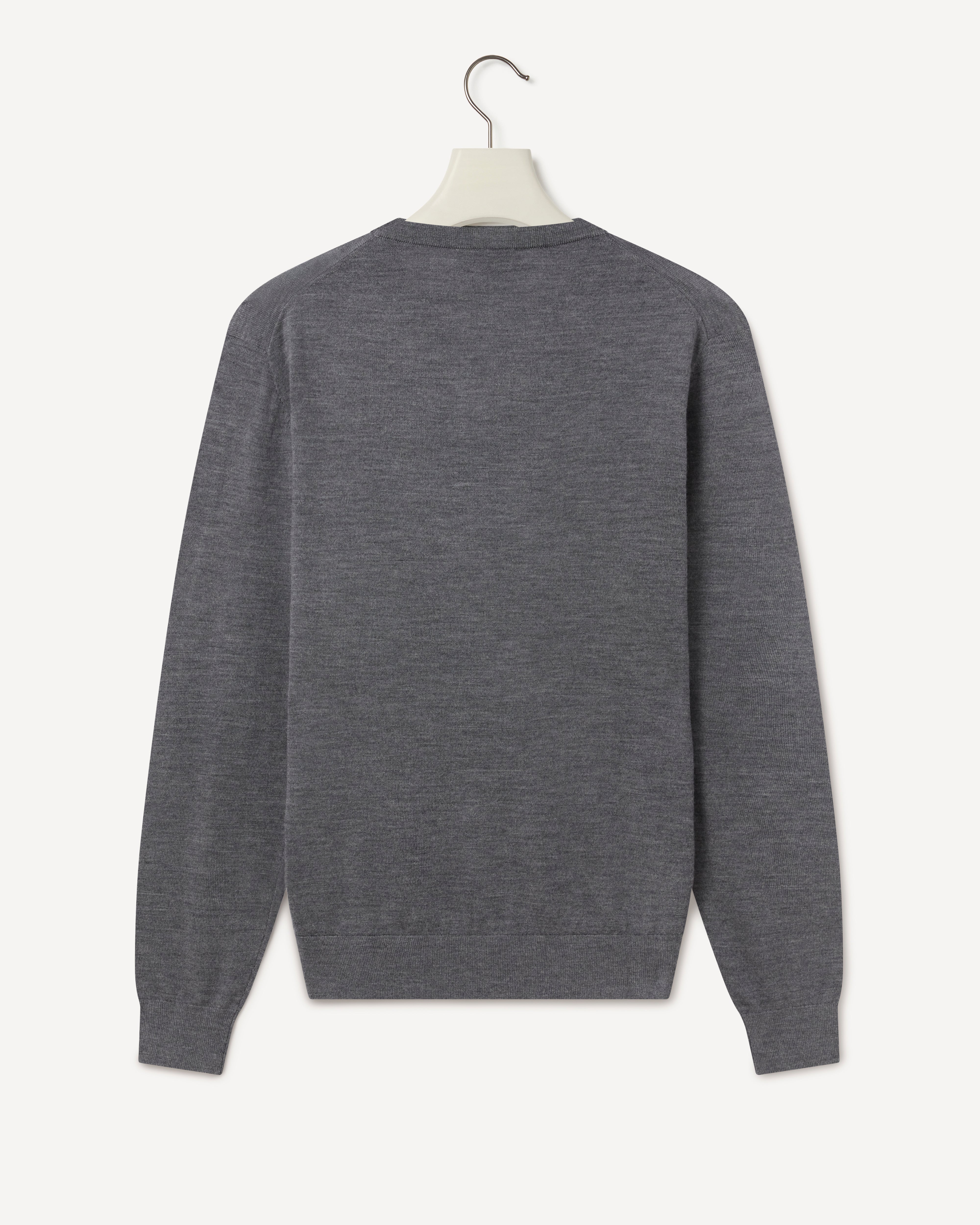 Easy Care Merino Wool V-Neck Knit Grey