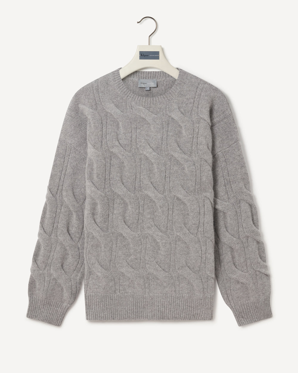 Oversized Cashmere Cable Knit Sweater Lt Grey