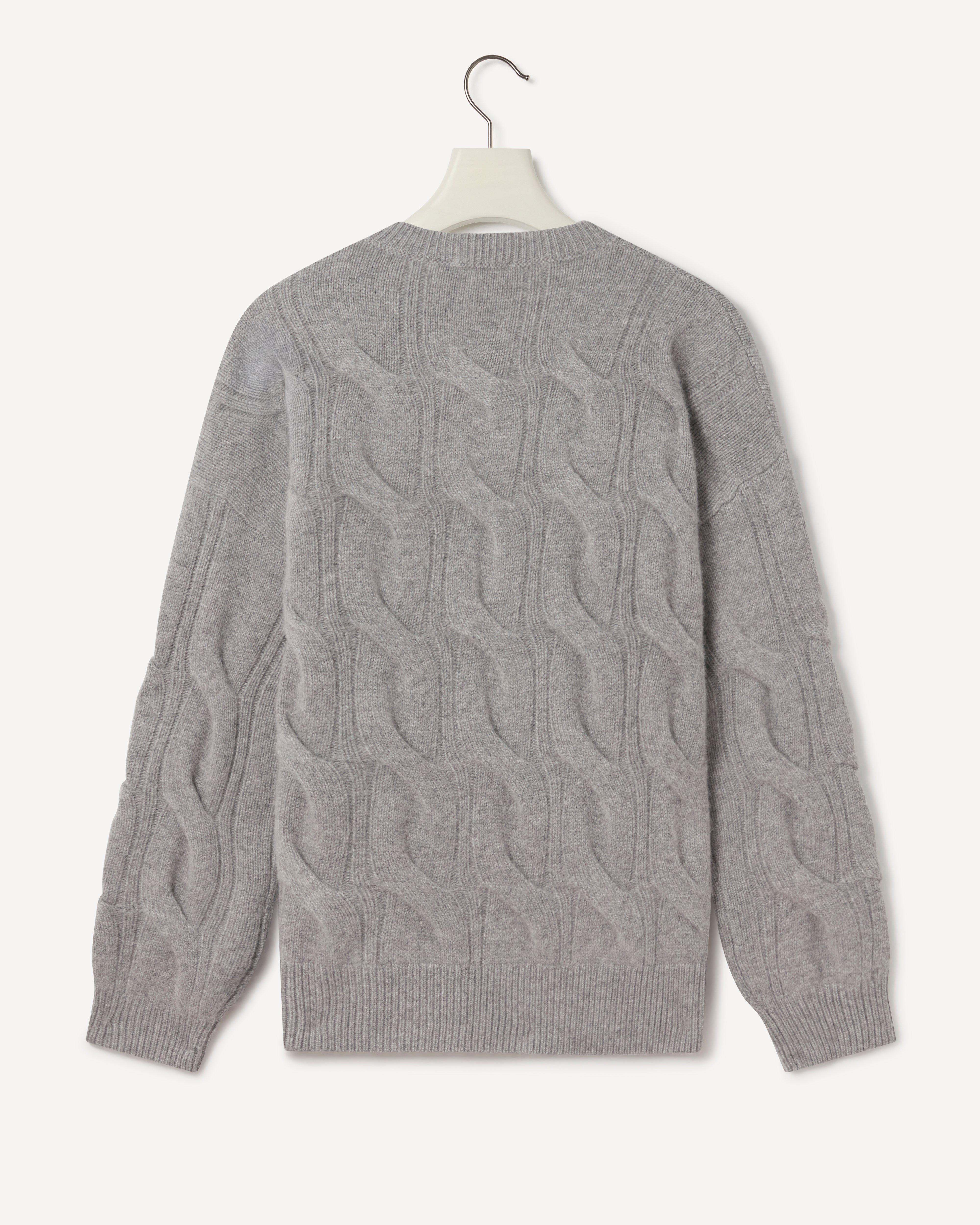 Oversized Cashmere Cable Knit Sweater Lt Grey
