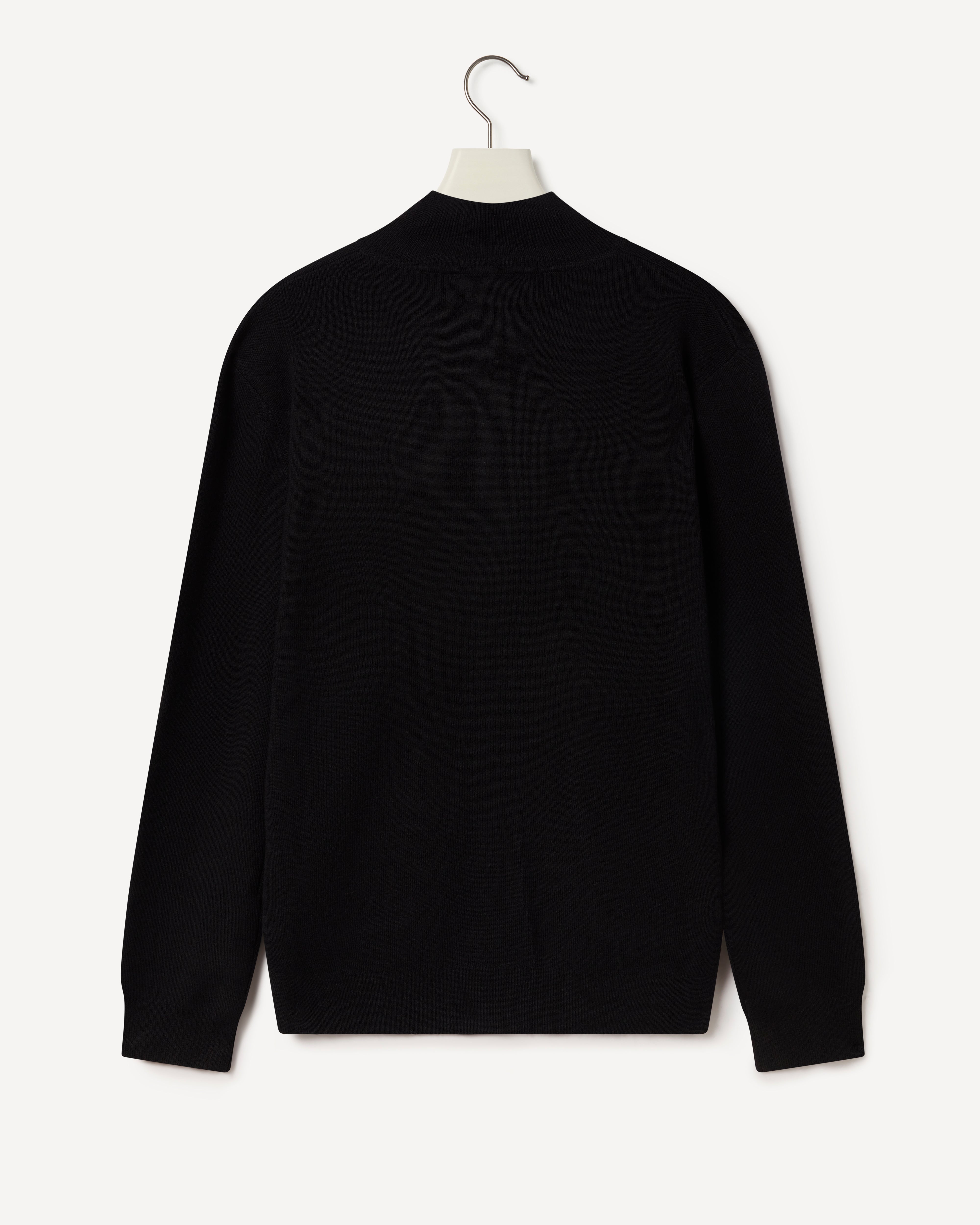 Easy Care Merino Wool Full Zip Knit Black