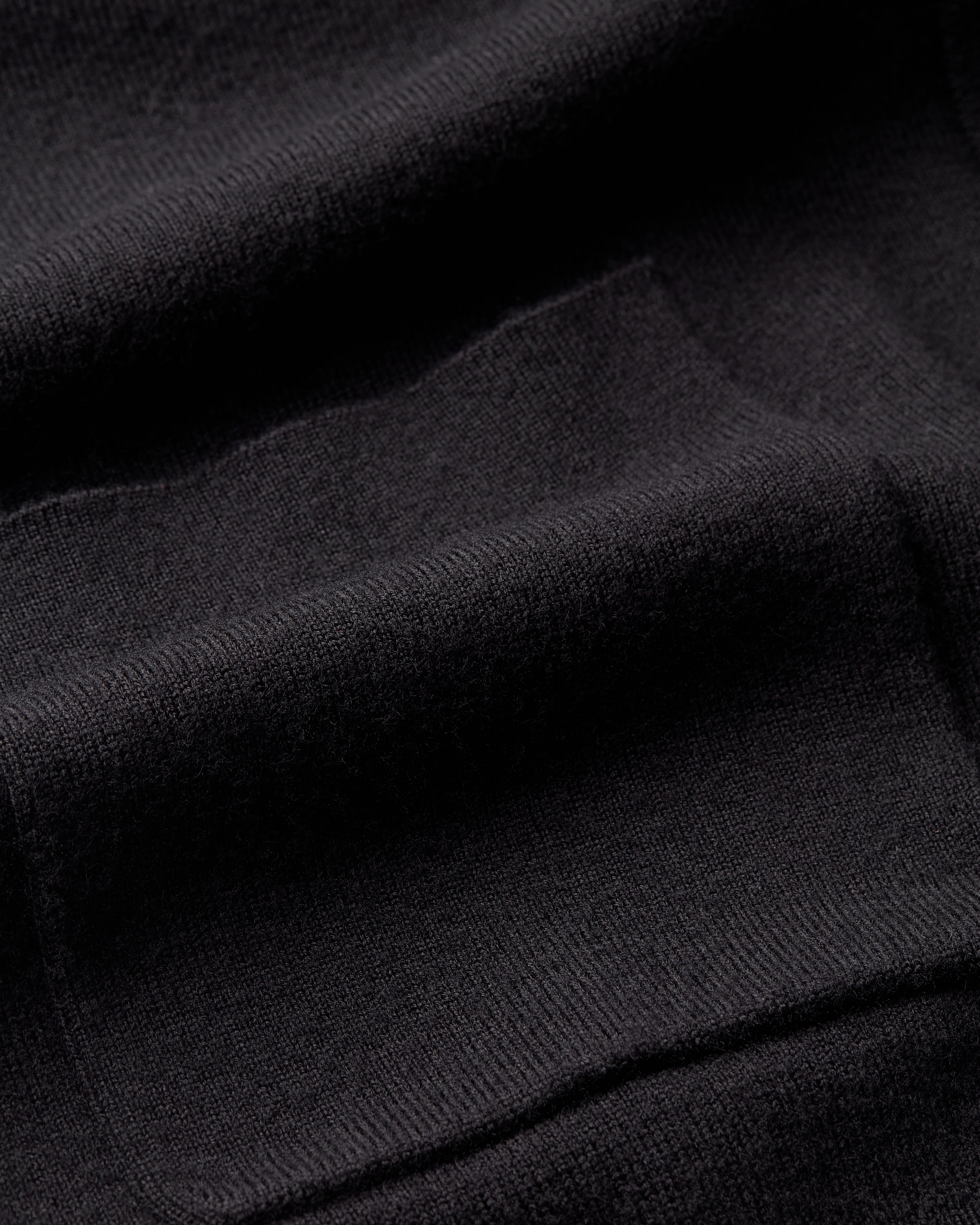 Easy Care Merino Wool Full Zip Knit Black