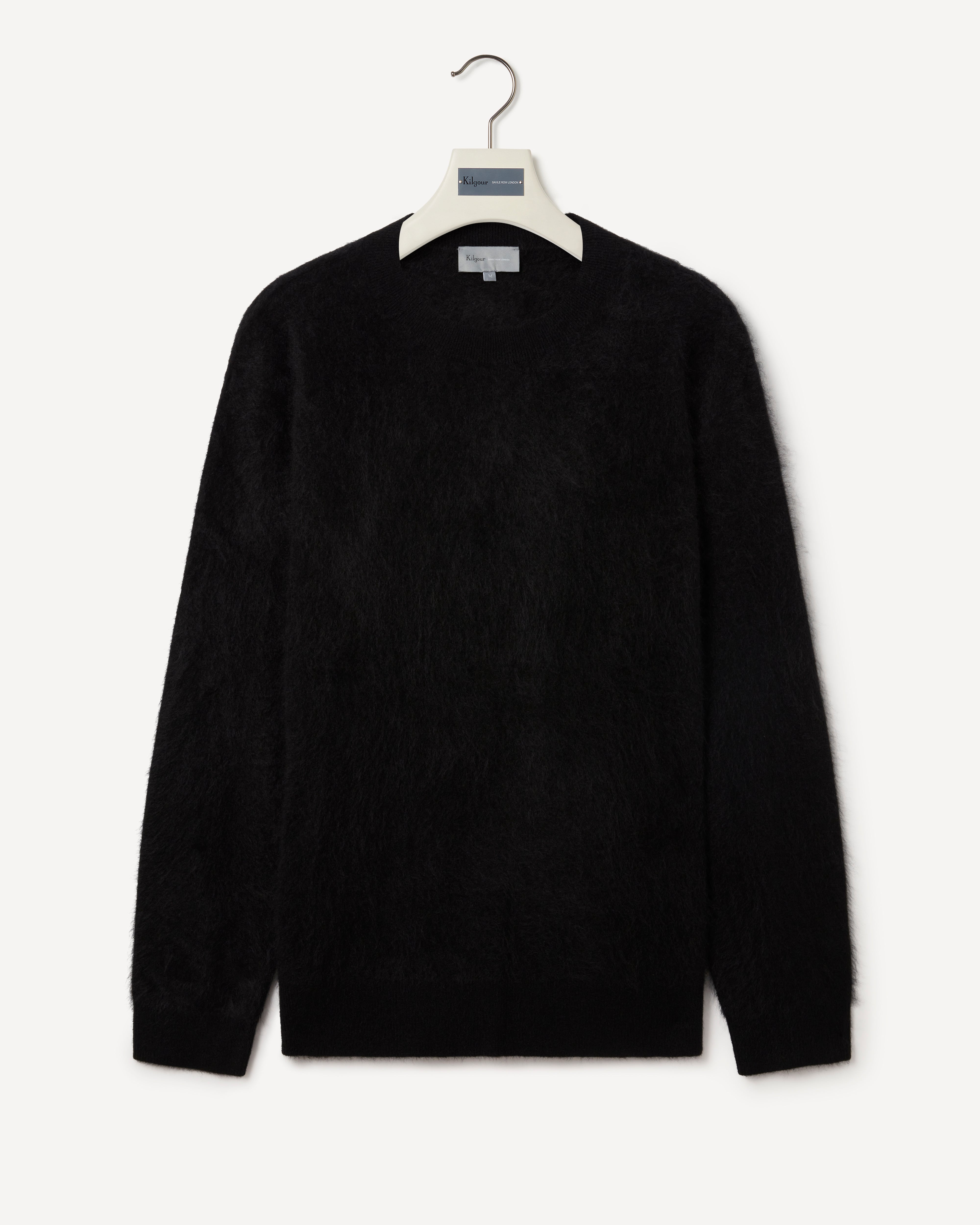 Long Hair Furry Cashmere Crewneck Knit Black