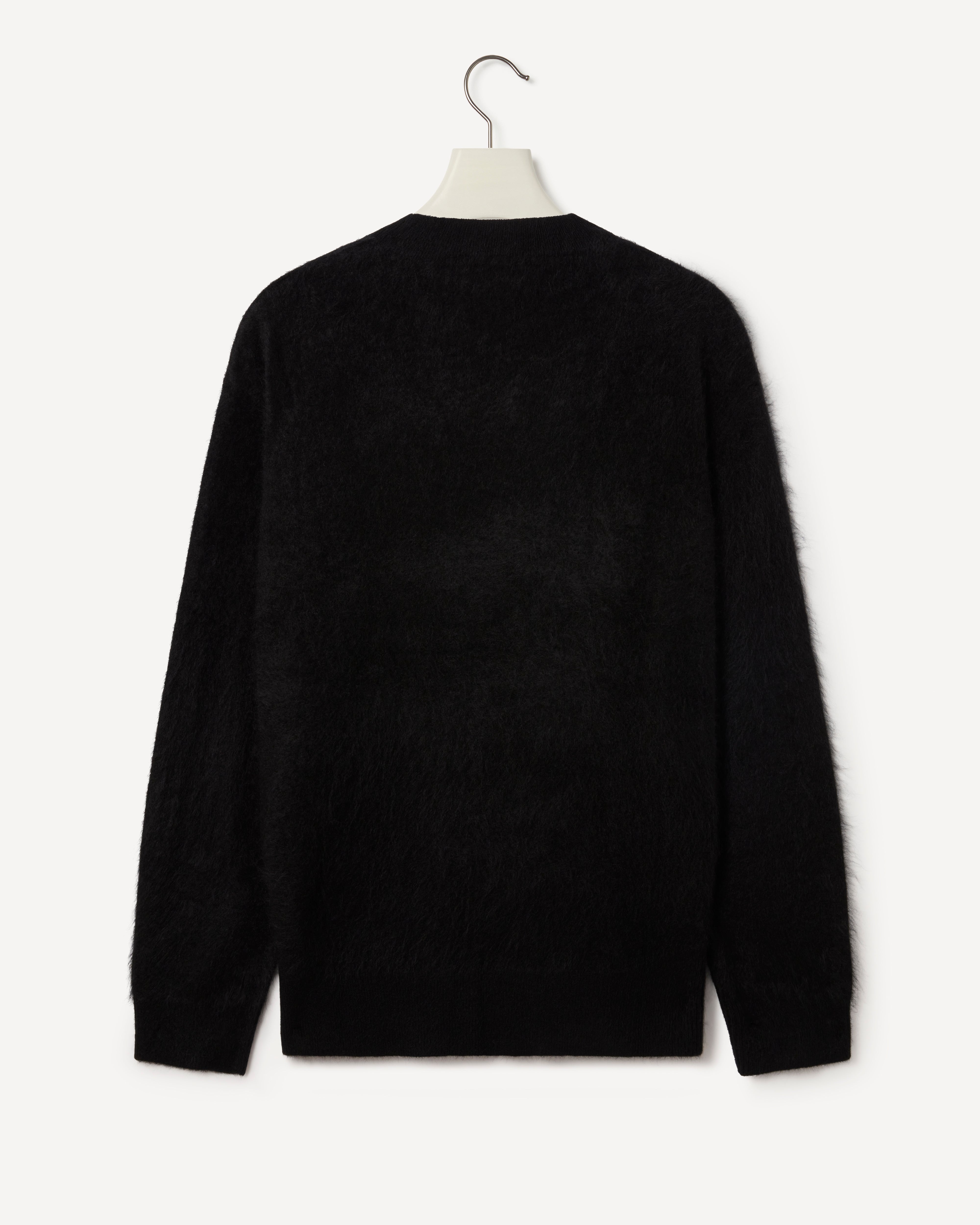 Long Hair Furry Cashmere Crewneck Knit Black