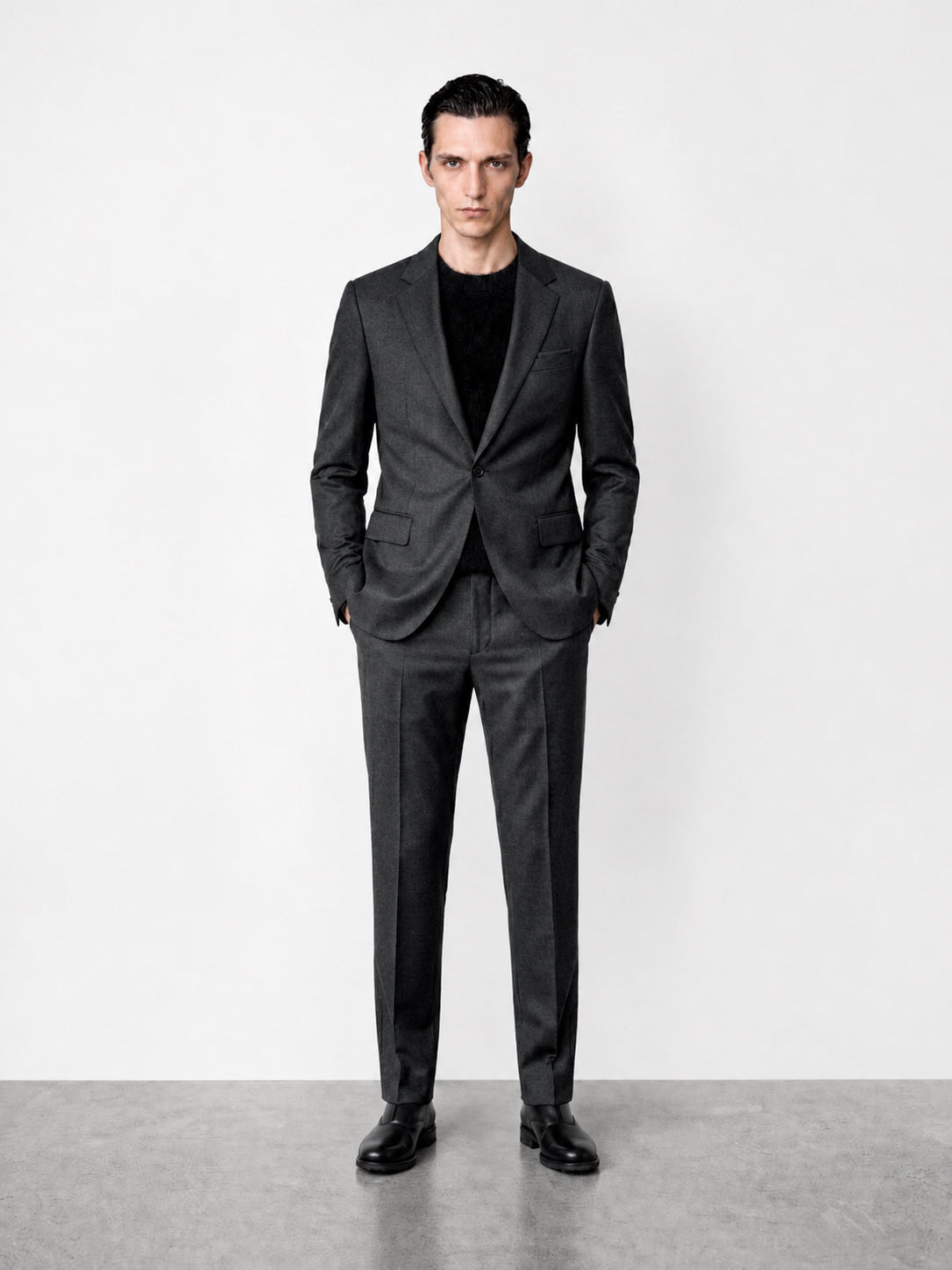 SB1 Wool Twill Suit Mid Grey