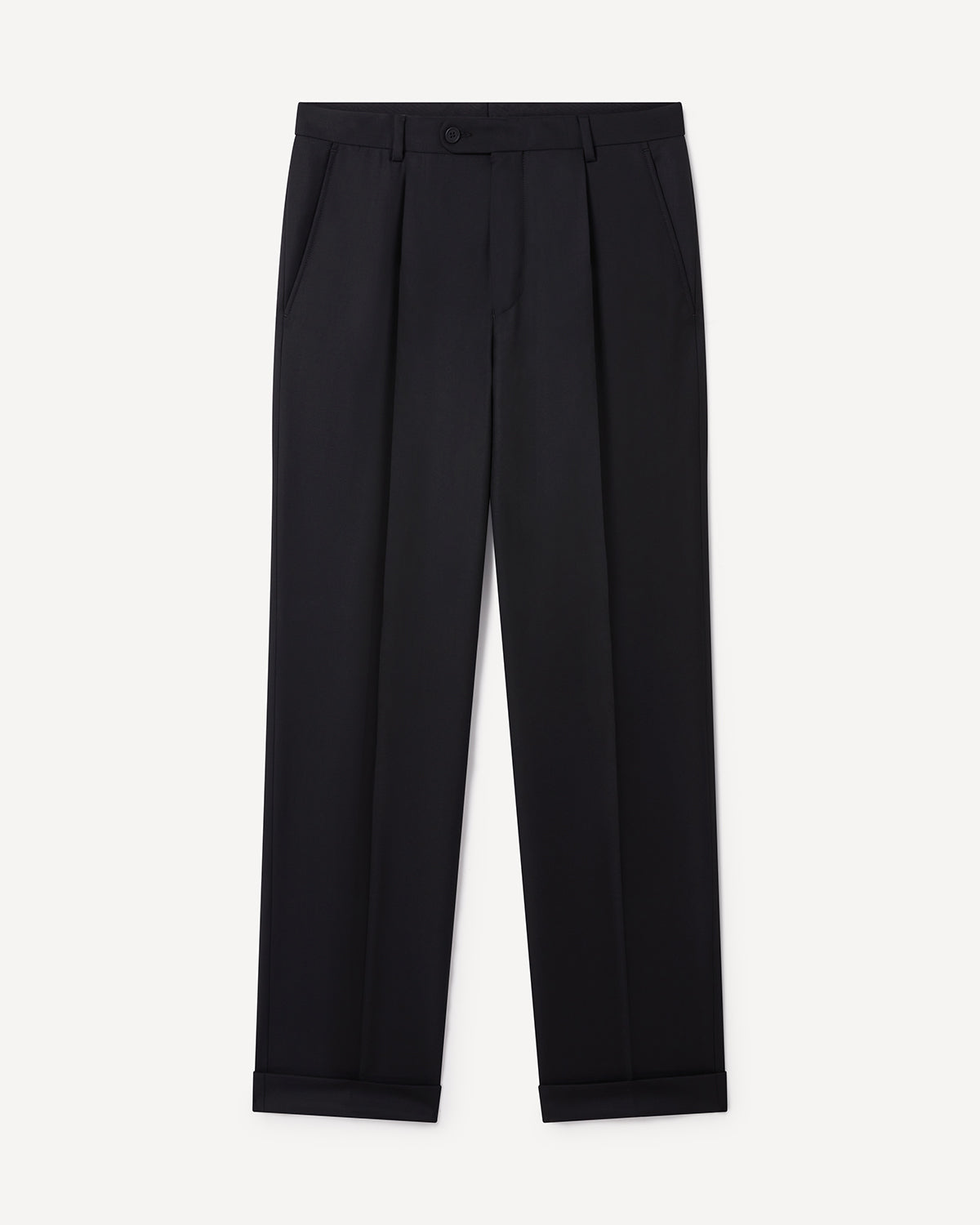 Pleated Trouser Black Flannel