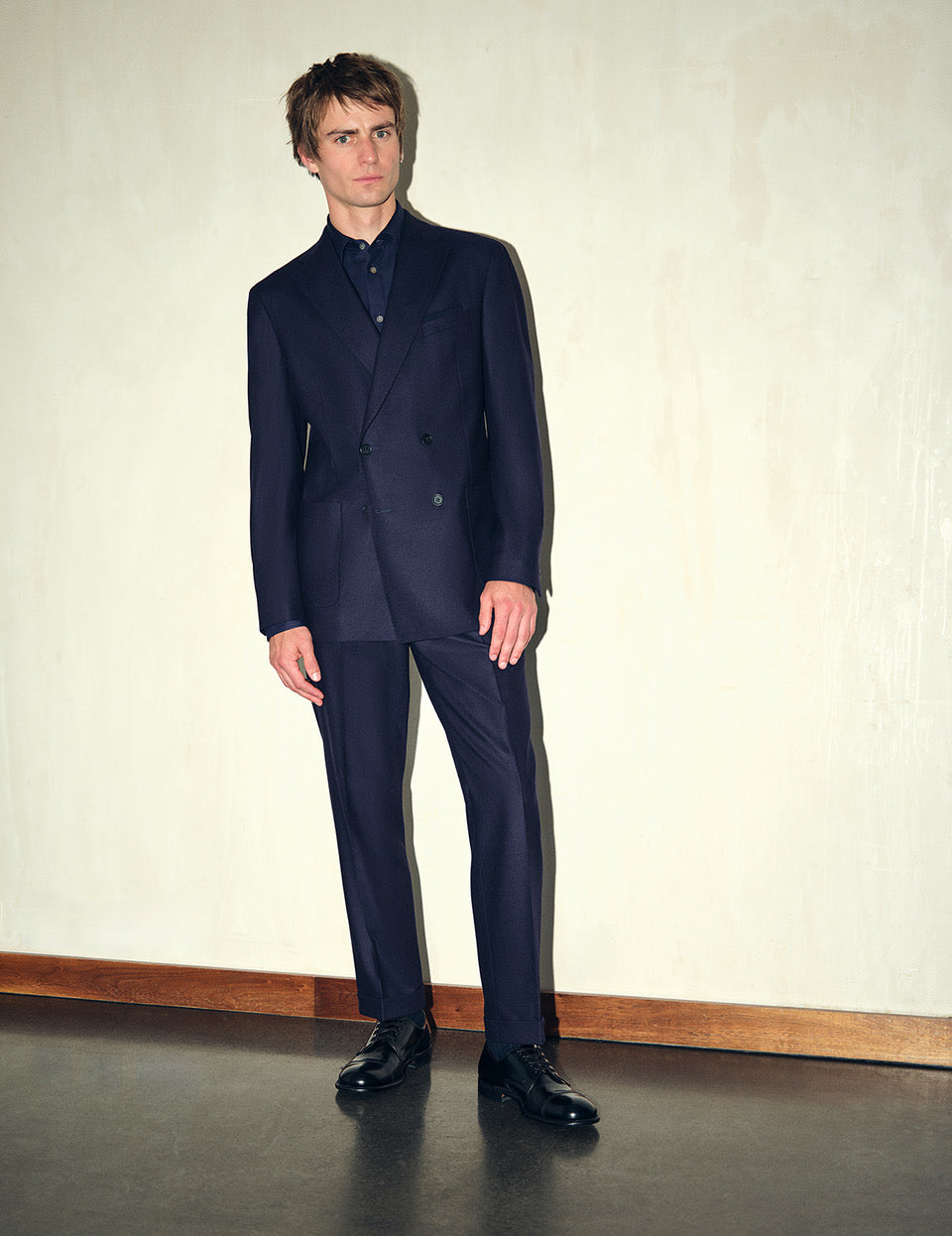 Pleated Trouser Navy Flannel