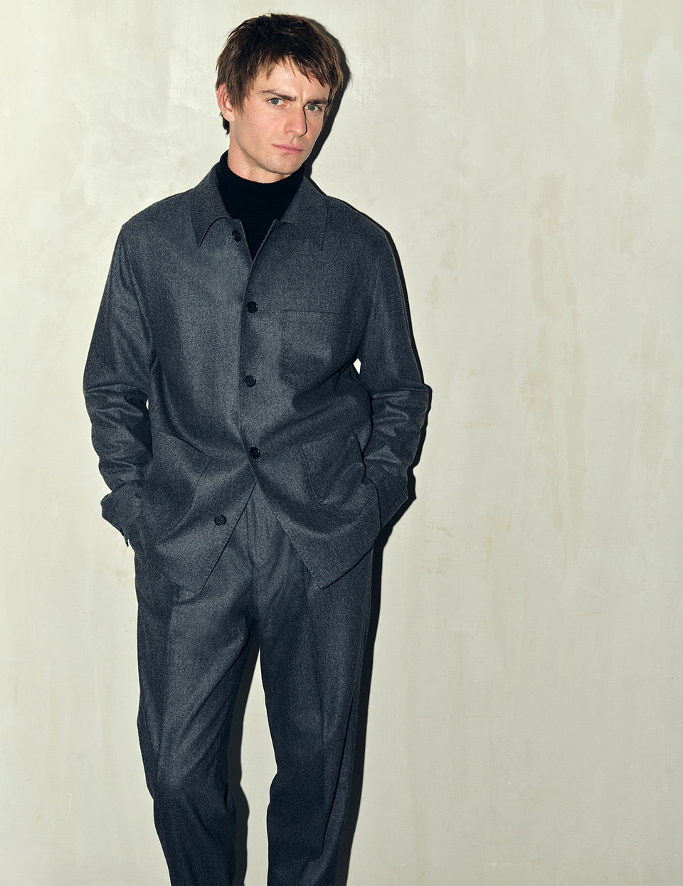 Pleated Trouser Grey Flannel