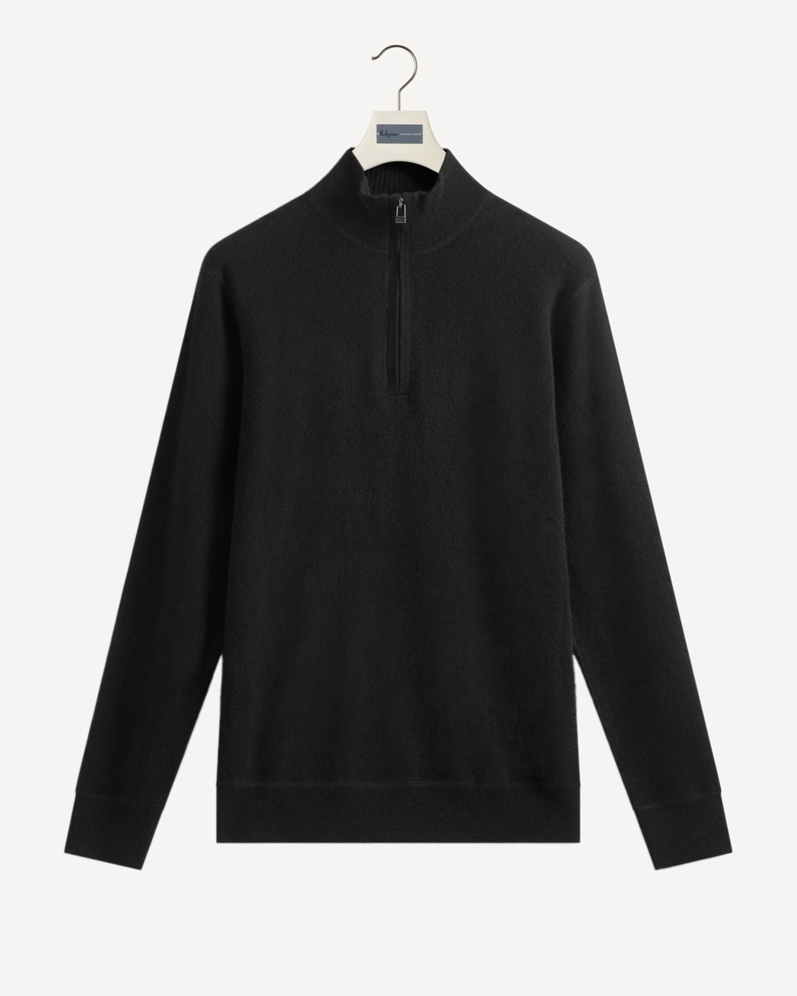 1/4 Zip Cashmere Mix Knit Black