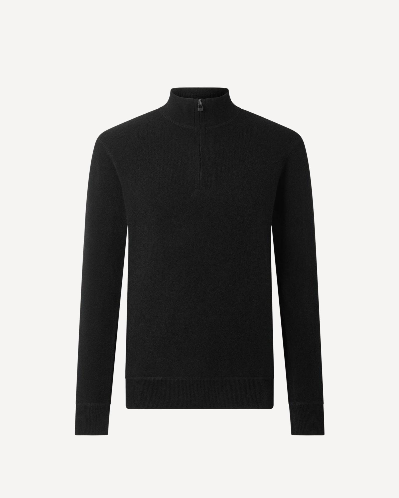 1/4 Zip Cashmere Mix Knit Black