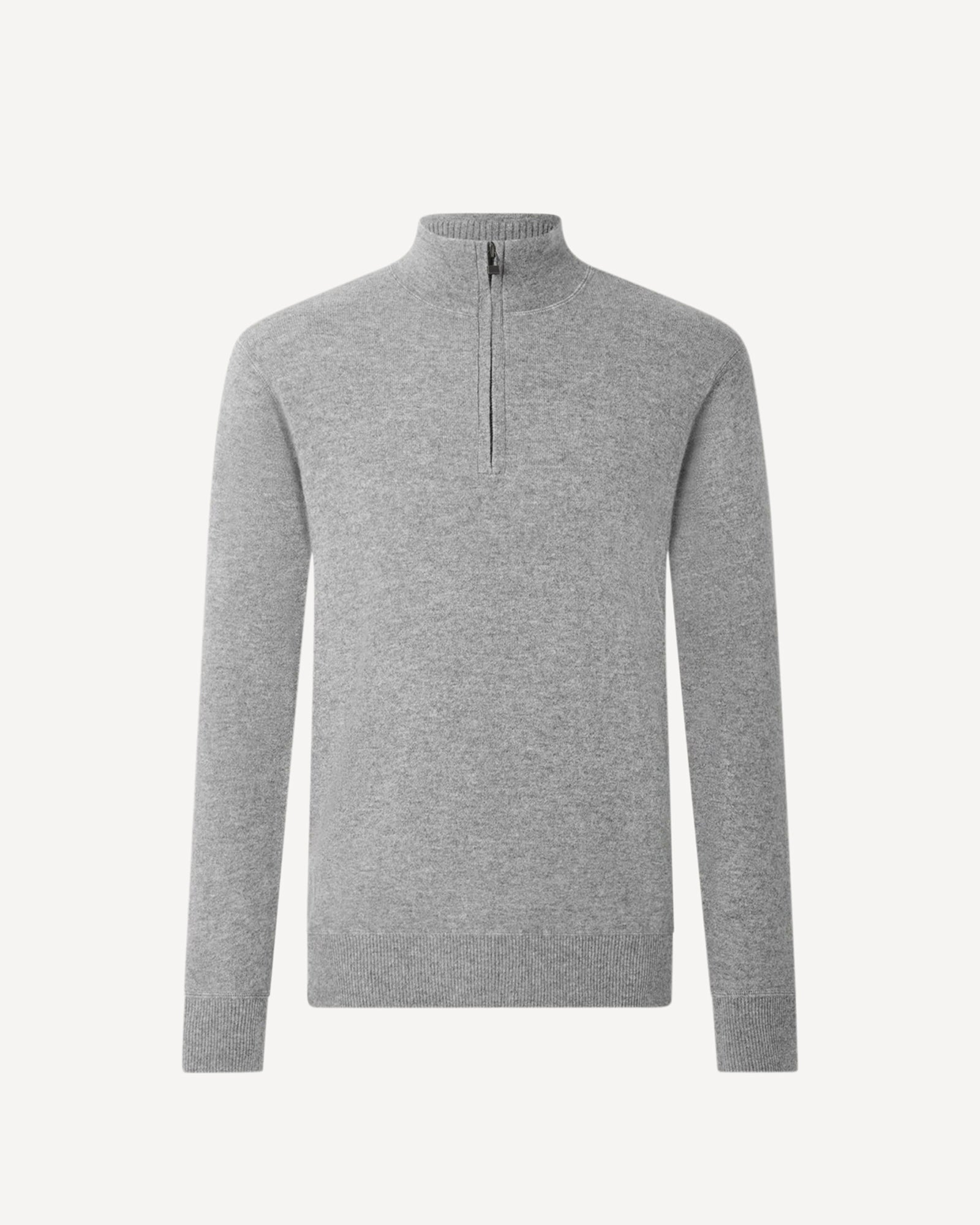 1/4 Zip Cashmere Mix Knit Grey