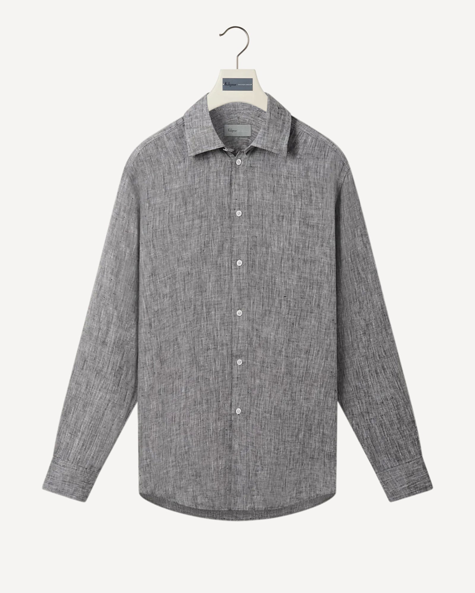 Tailored Fit Linen Shirt Black