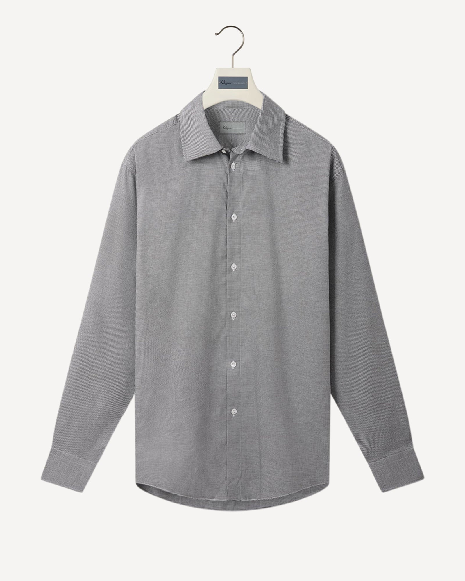 Tailored Fit Structured Cotton Shirt Black White