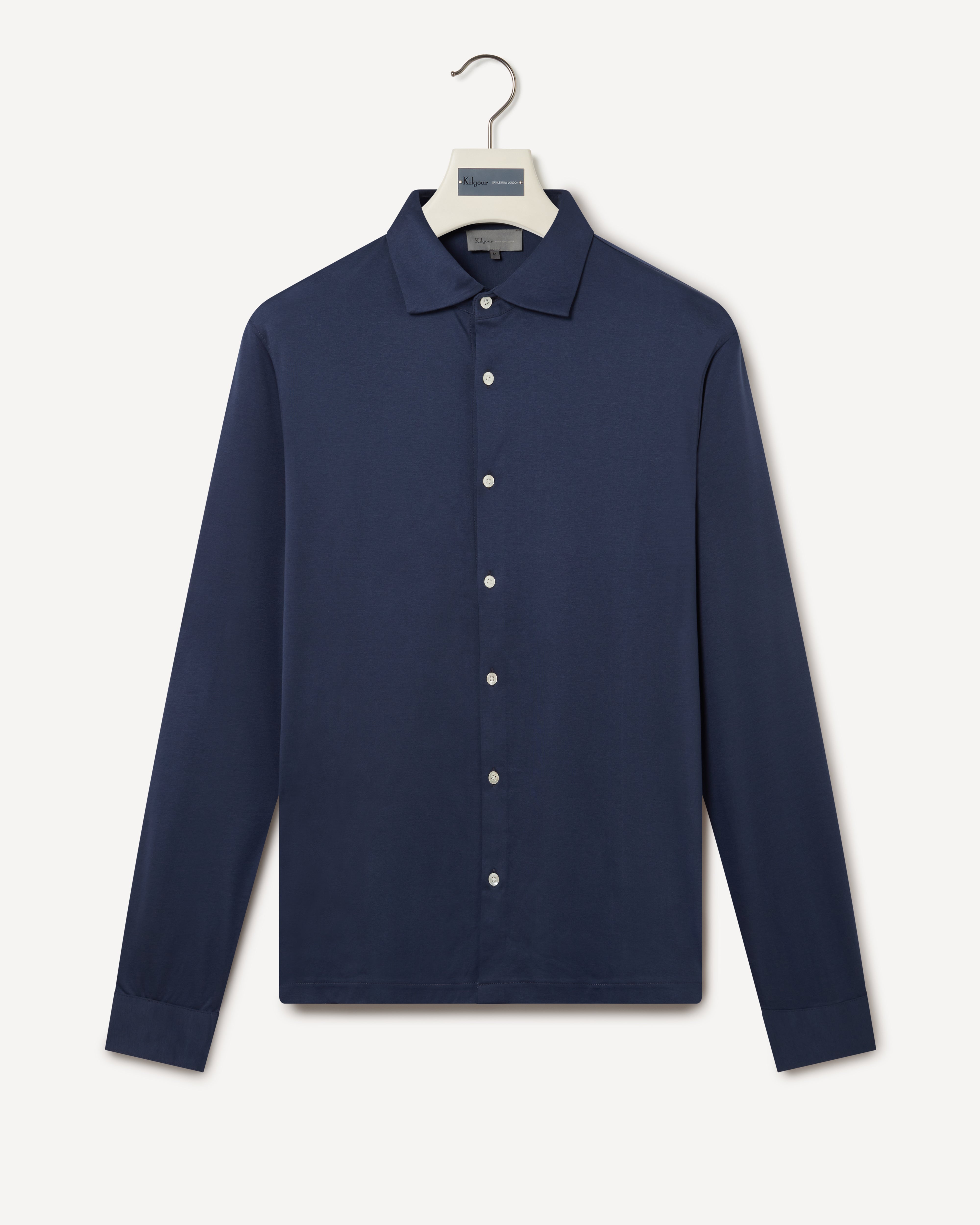 Kilgour Savile Row Tailoring Kilgour Classic Fit Jersey Shirt Air Force Blue