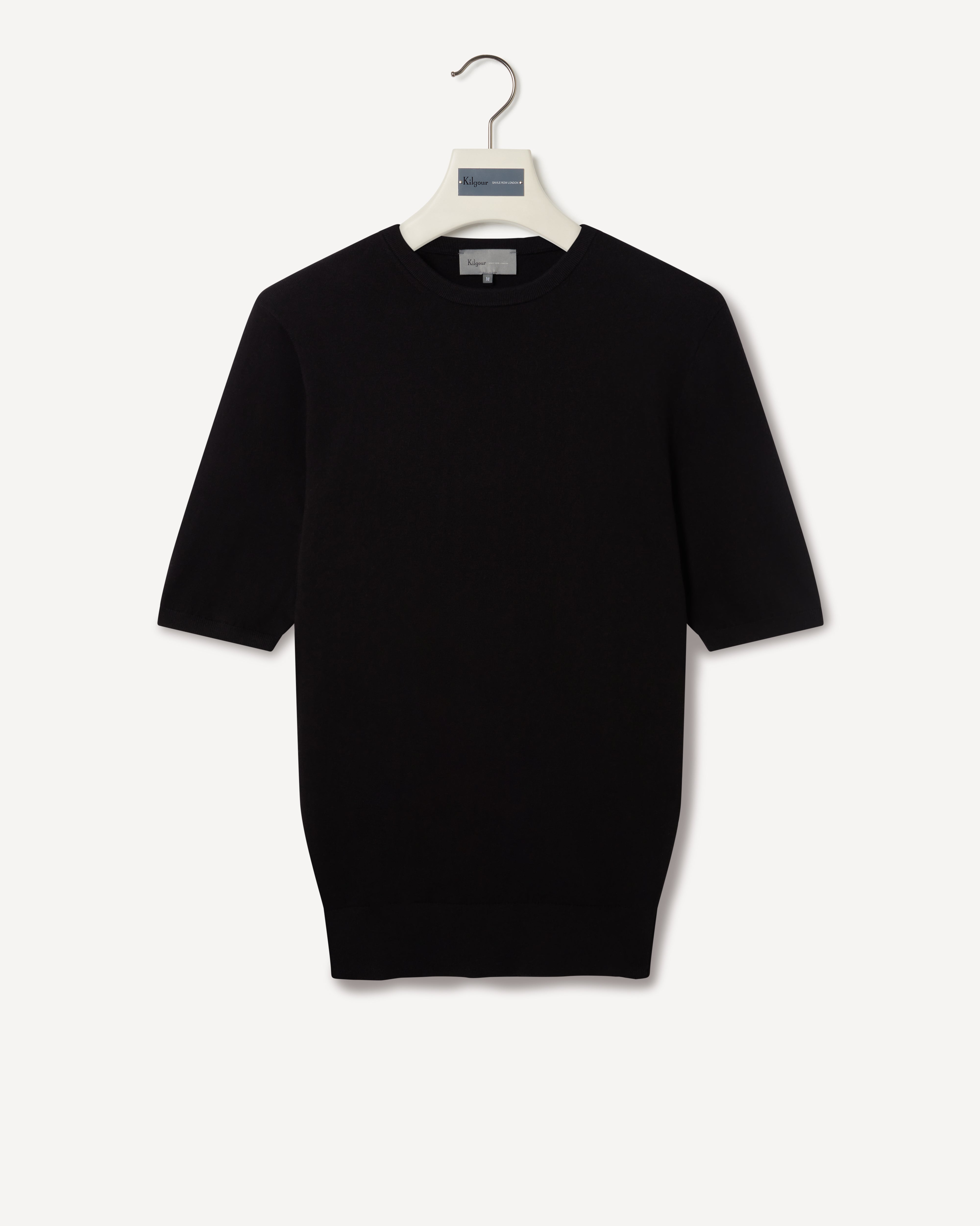 Kilgour Savile Row Tailoring Kilgour Crew Neck Cashmere Cotton Mix T-shirt Black