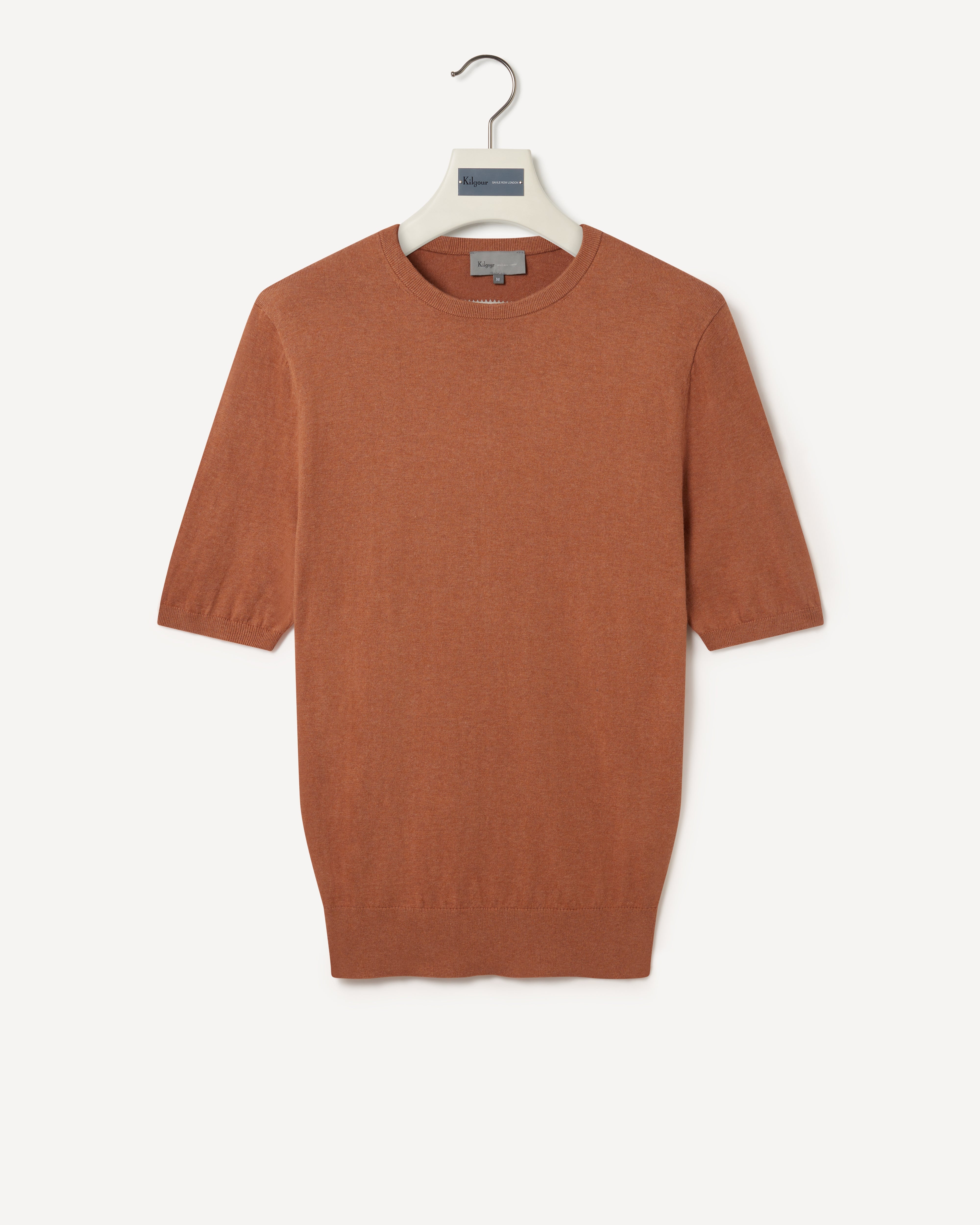 Kilgour Savile Row Tailoring Kilgour Crew Neck Cashmere Cotton Mix T-shirt Camel