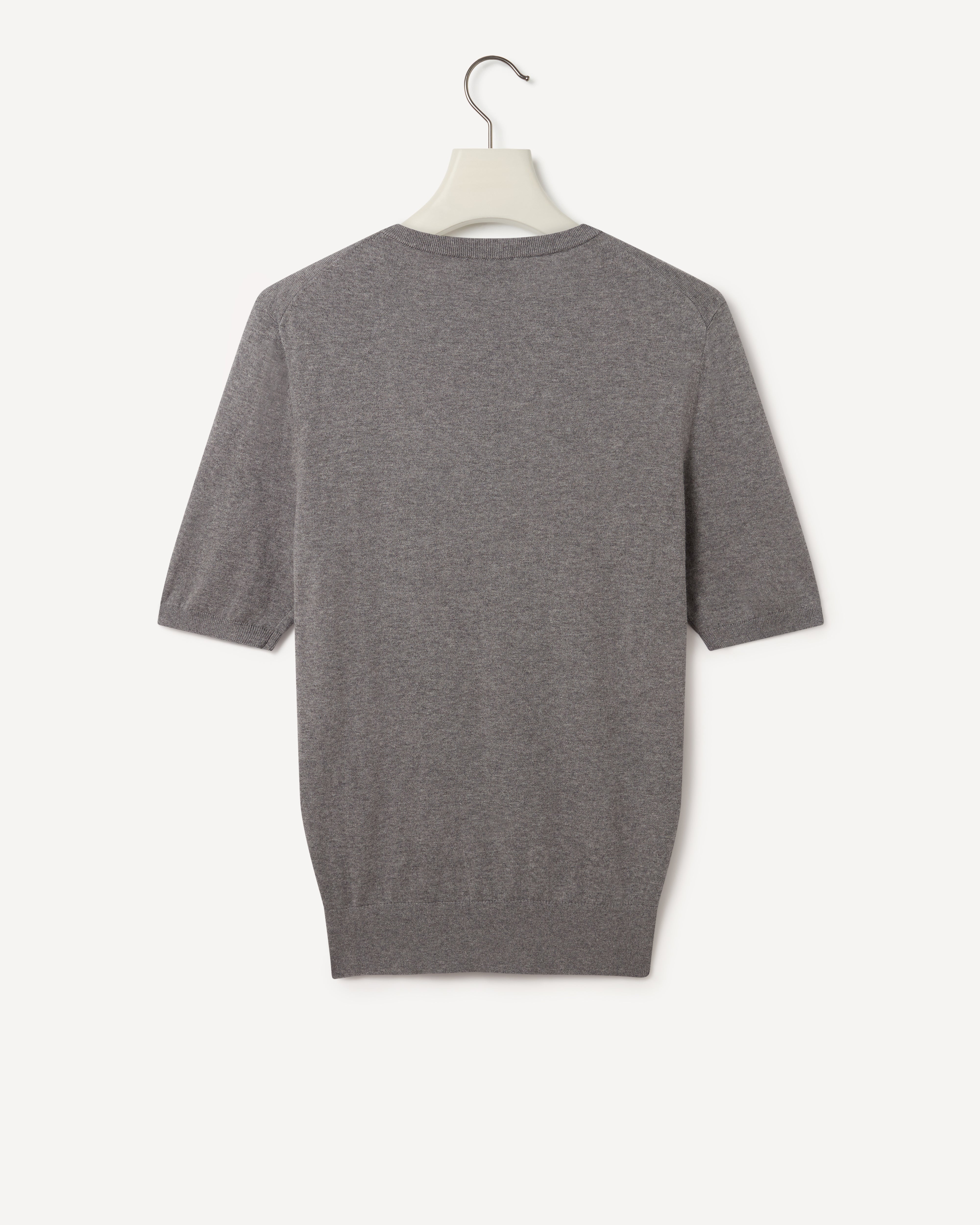 Kilgour Savile Row Tailoring Kilgour Crew Neck Cashmere Cotton Mix T-shirt Grey