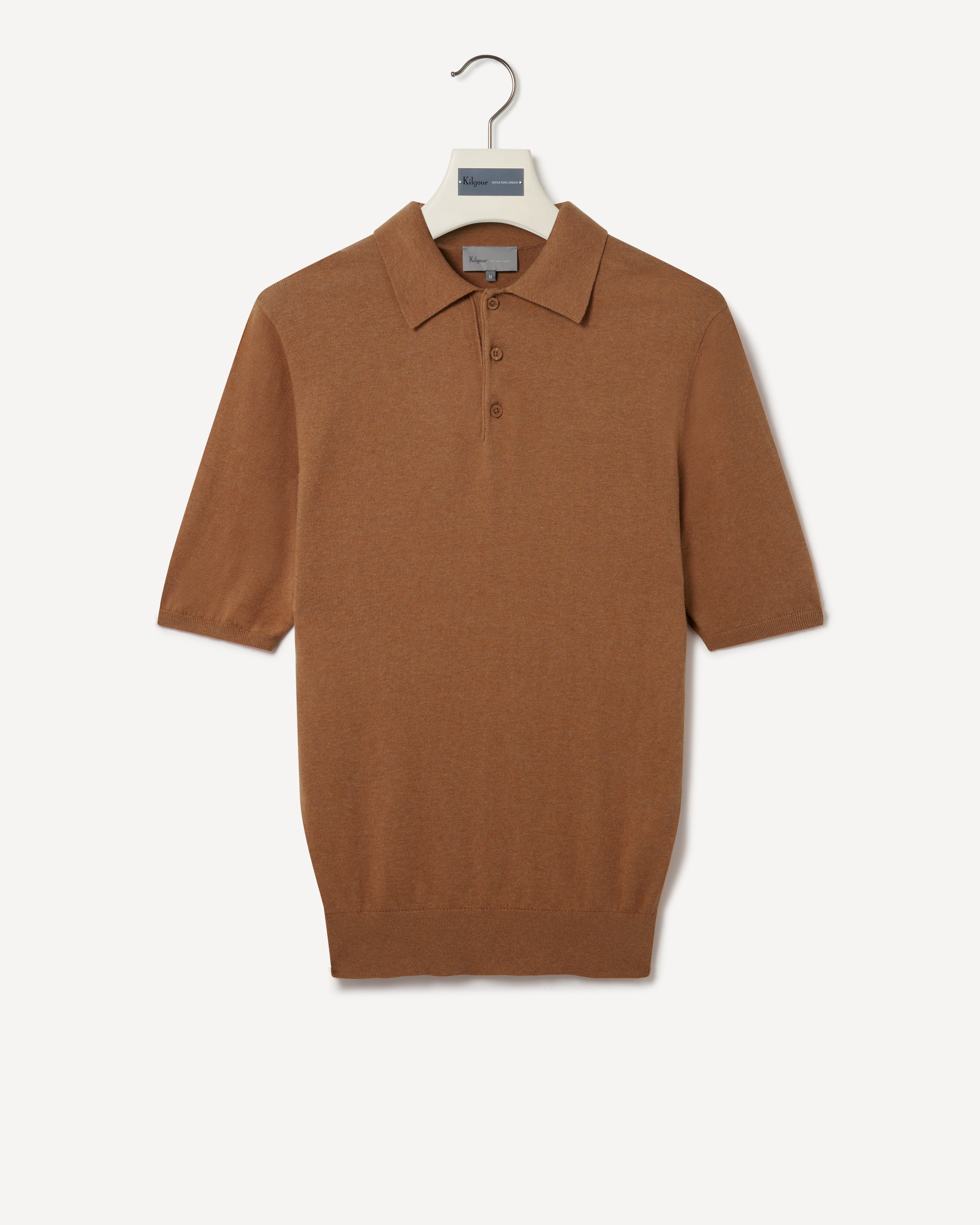 Kilgour Savile Row Tailoring Kilgour Polo Neck Cashmere Cotton Mix T-shirt Camel
