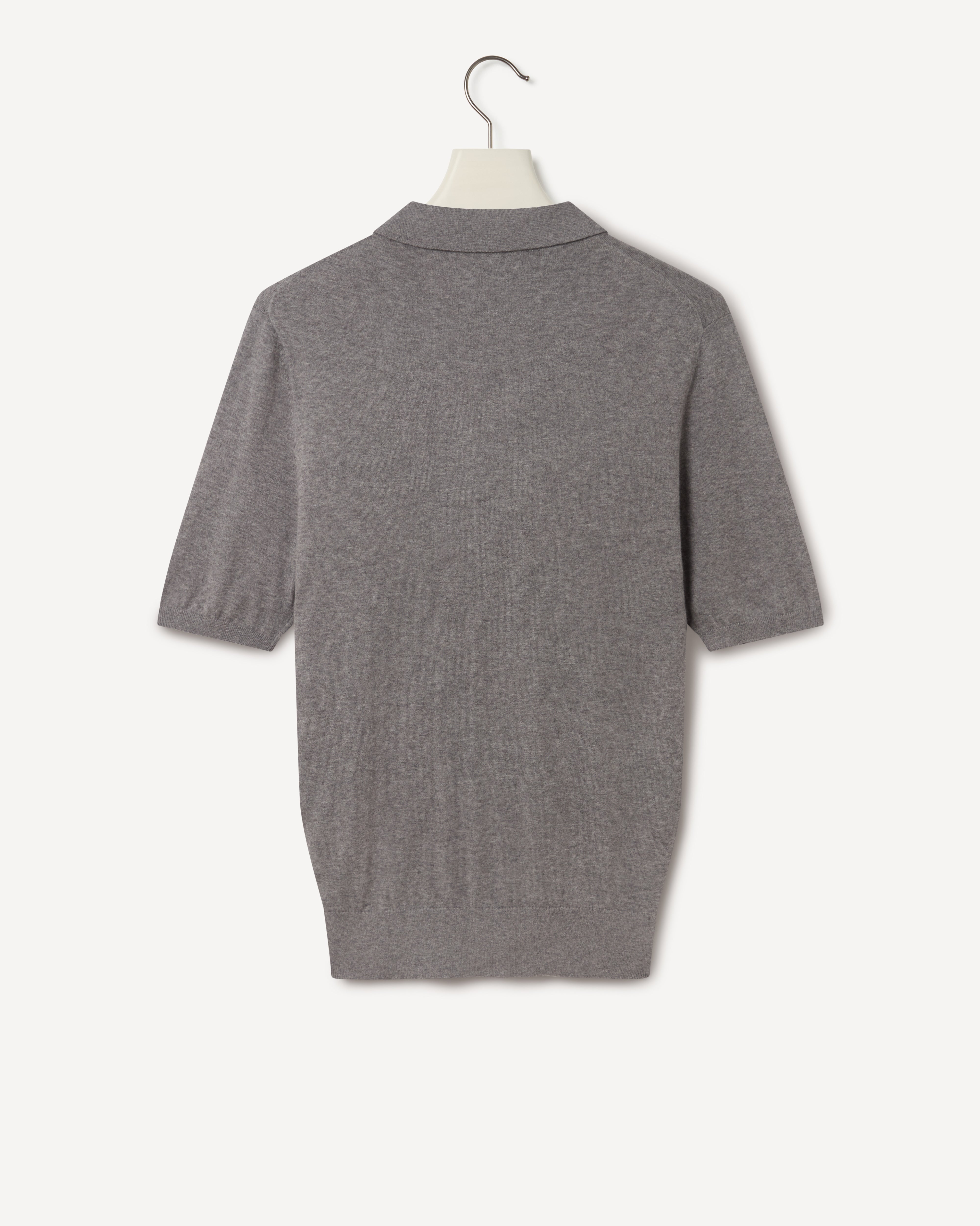 Kilgour Savile Row Tailoring Kilgour Polo Neck Cashmere Cotton Mix T-shirt Grey