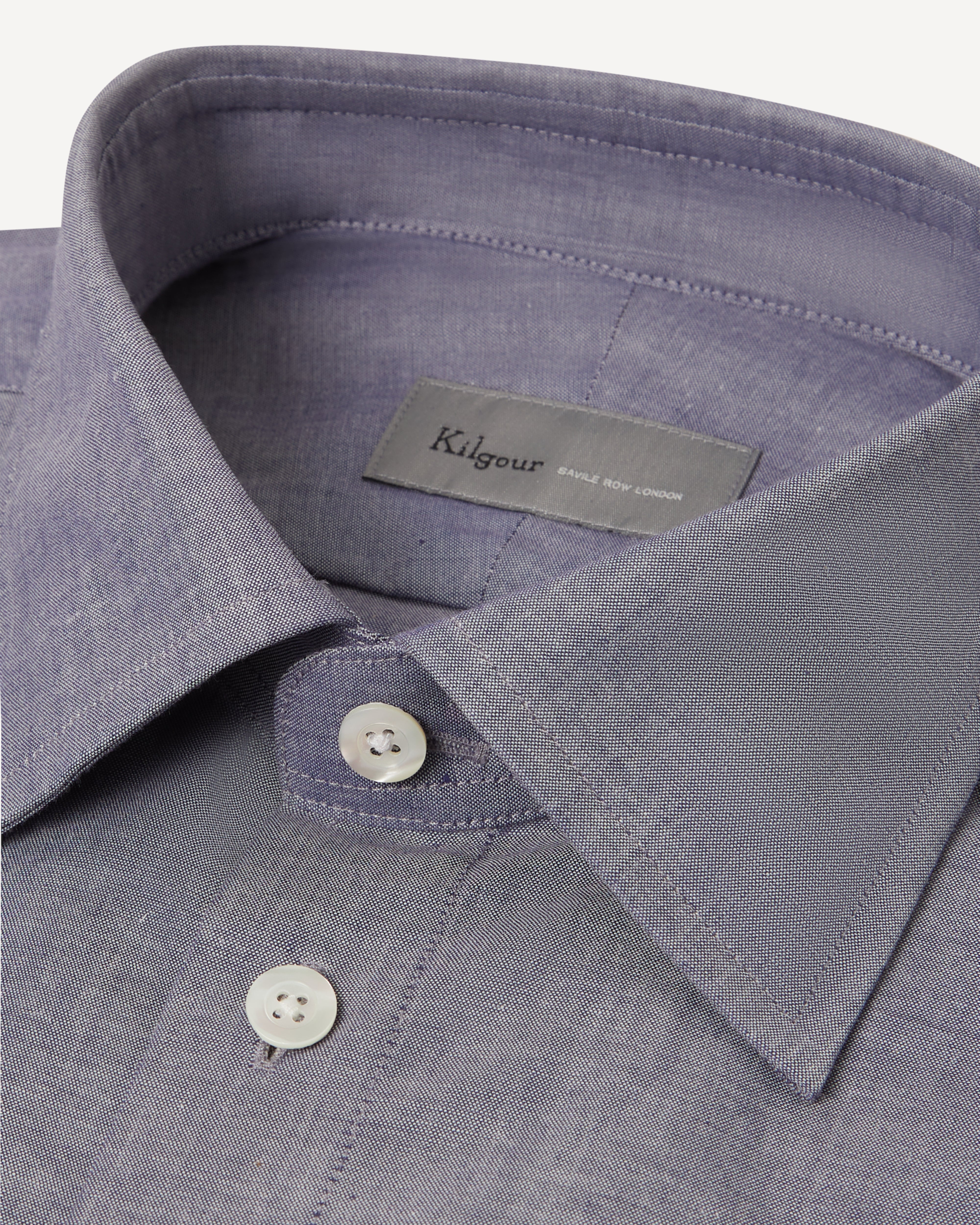 Kilgour Savile Row Tailoring KILGOUR Regular Collar Lightweight Single Cuff Shirt Demin Blue