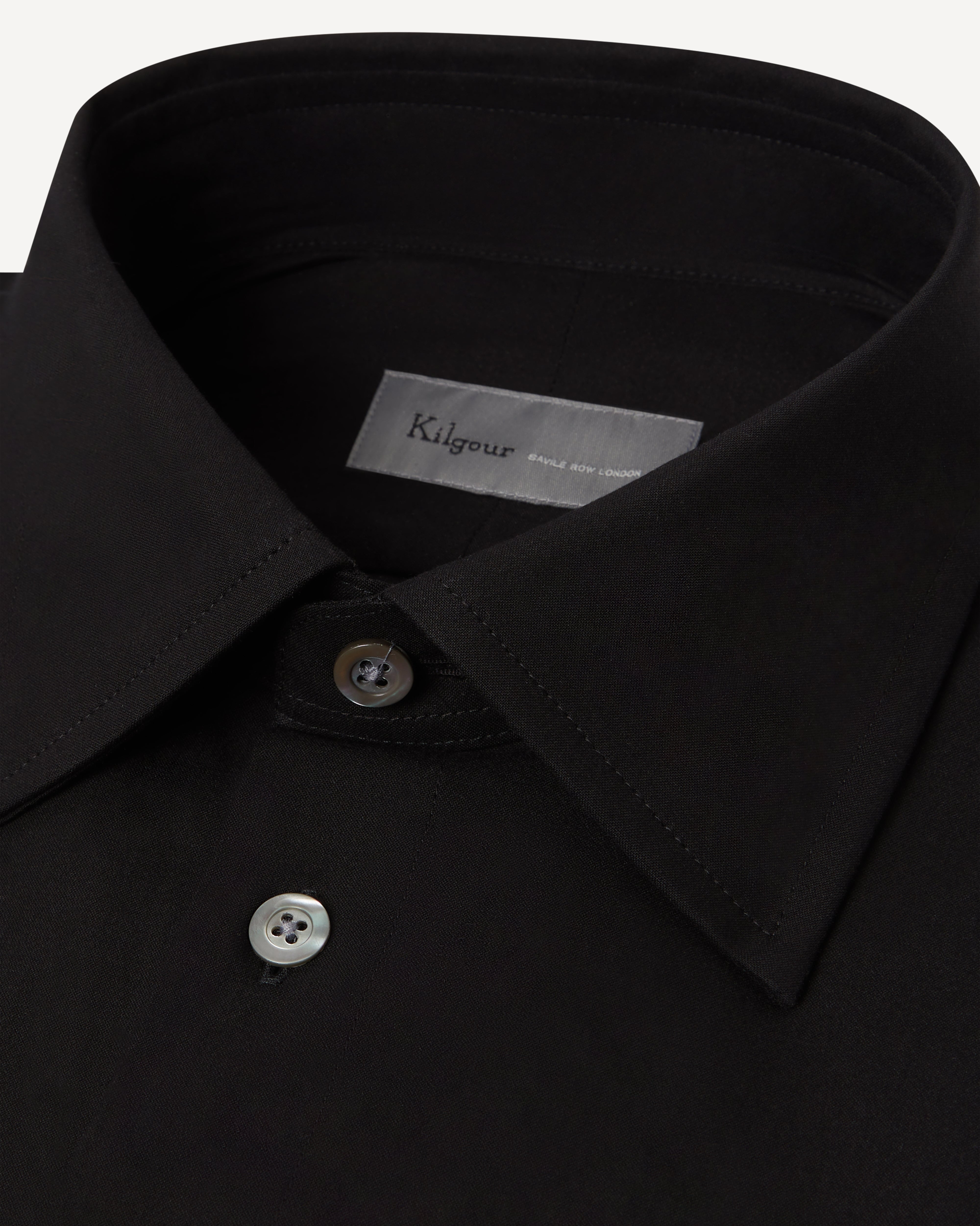 Kilgour Savile Row Tailoring KILGOUR Regular Collar Plain Cotton Mix Shirt Black