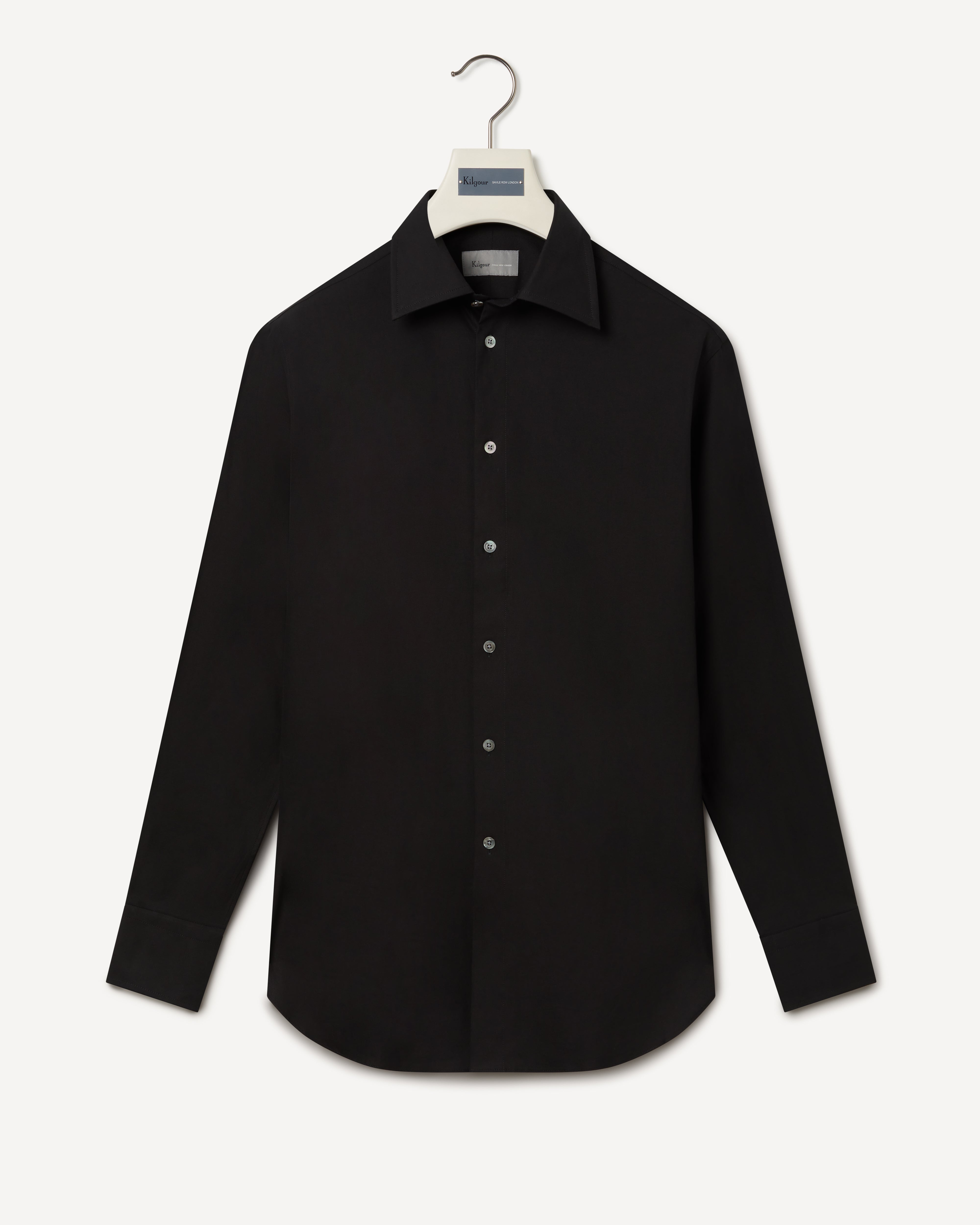 Kilgour Savile Row Tailoring KILGOUR Regular Collar Plain Cotton Mix Shirt Black