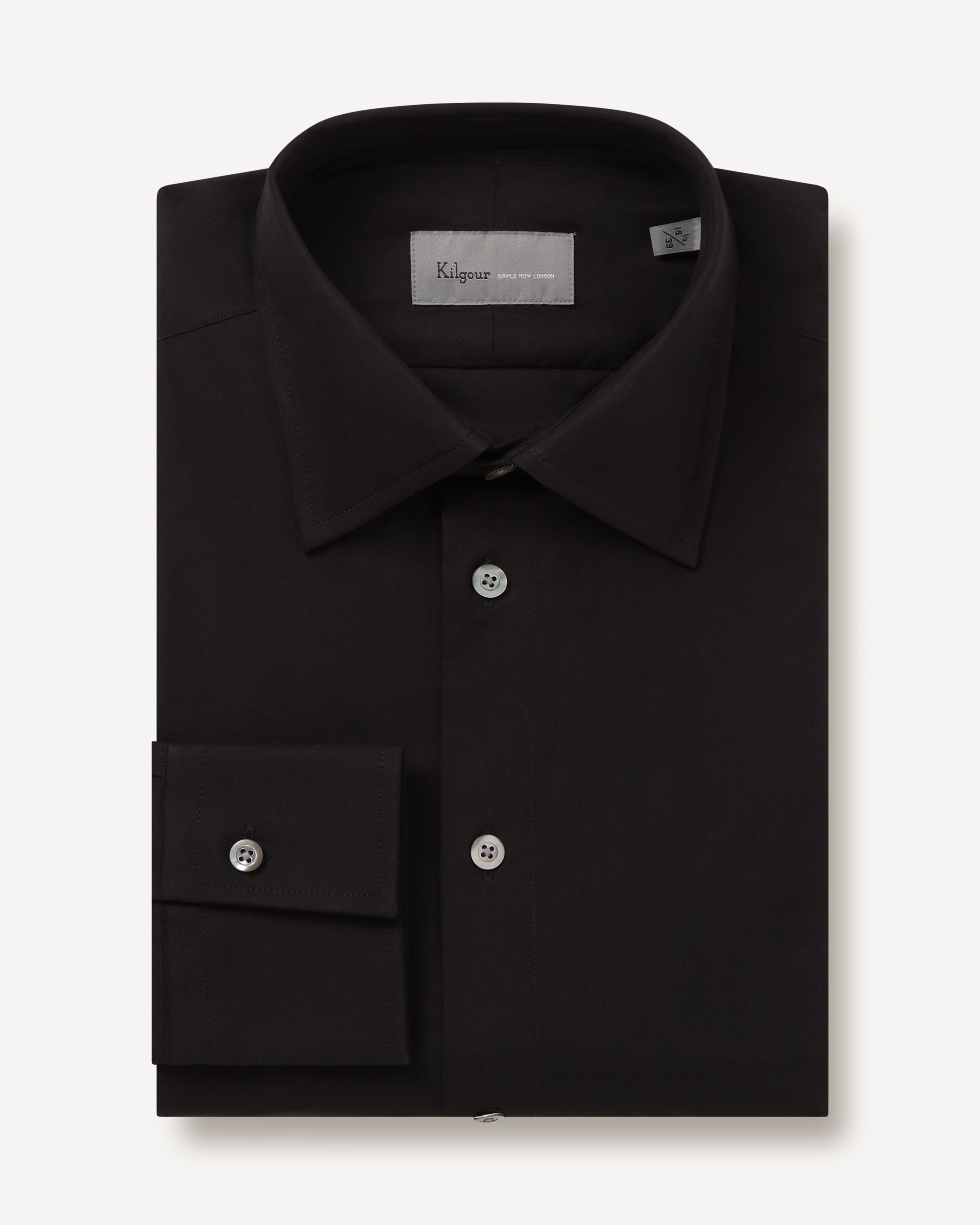 Kilgour Savile Row Tailoring KILGOUR Regular Collar Plain Cotton Mix Shirt Black