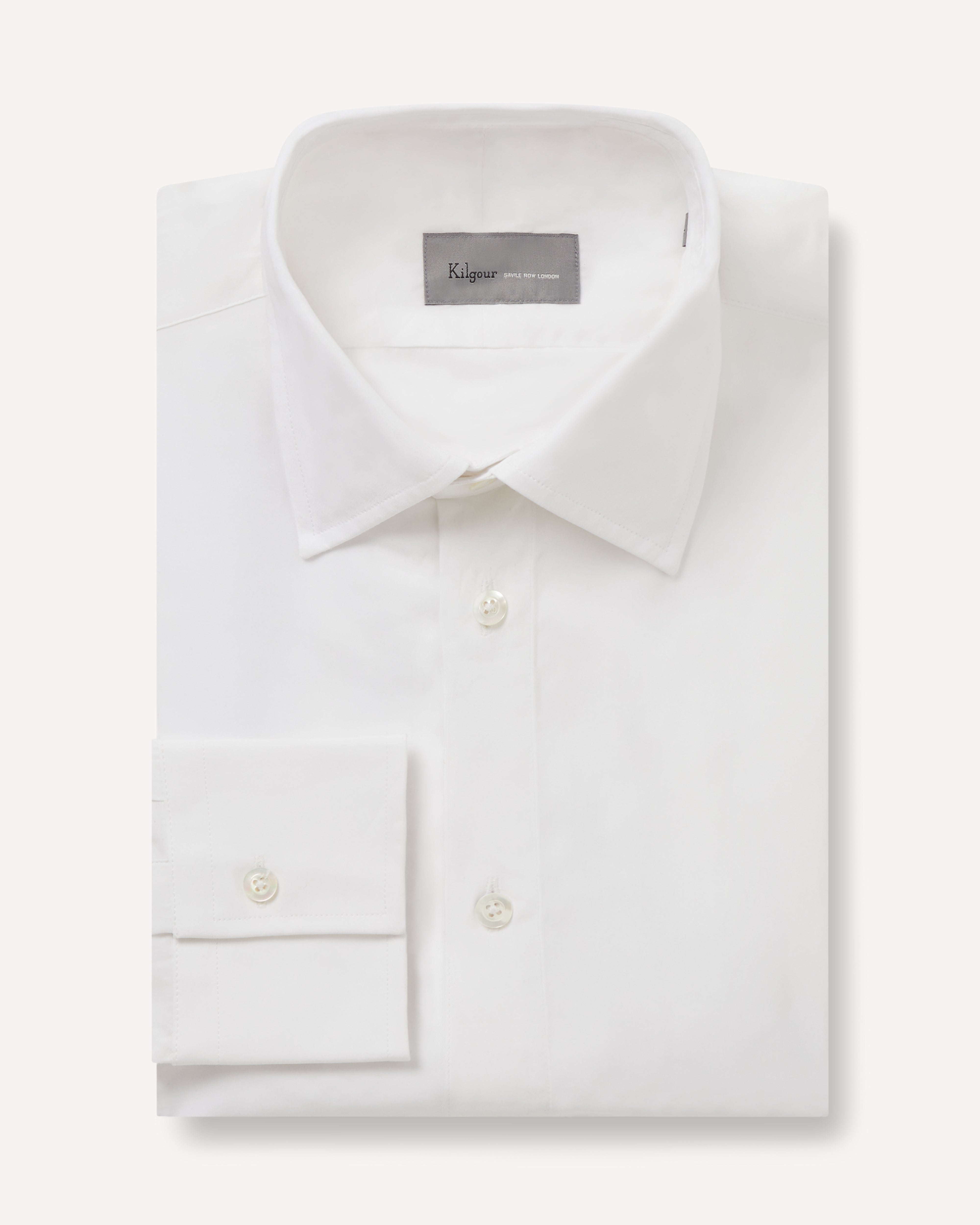 Kilgour Savile Row Tailoring KILGOUR Regular Collar Plain Cotton Poplin Shirt White