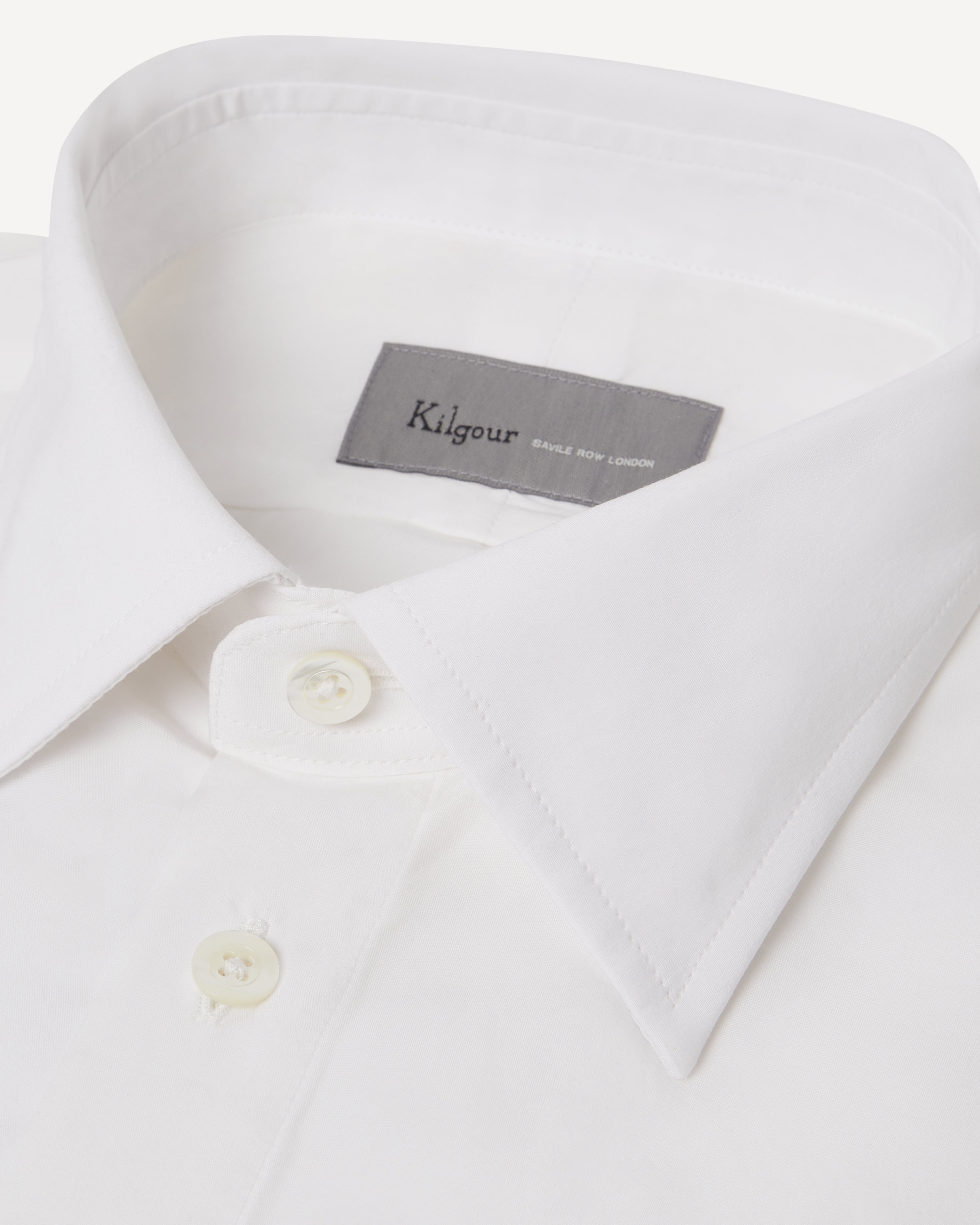Kilgour Savile Row Tailoring KILGOUR Regular Collar Plain Cotton Poplin Shirt White