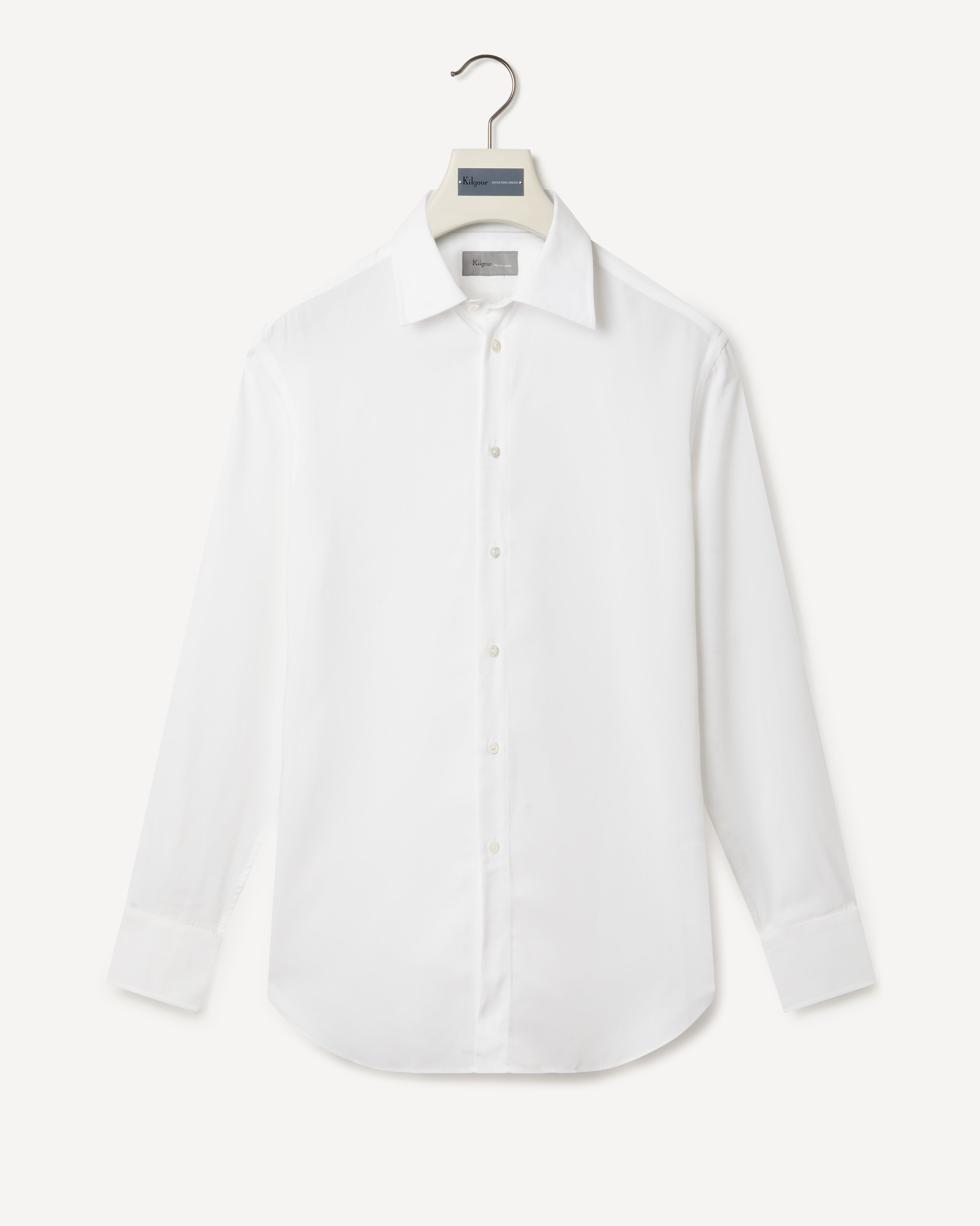 Kilgour Savile Row Tailoring KILGOUR Regular Collar Plain Cotton Poplin Shirt White