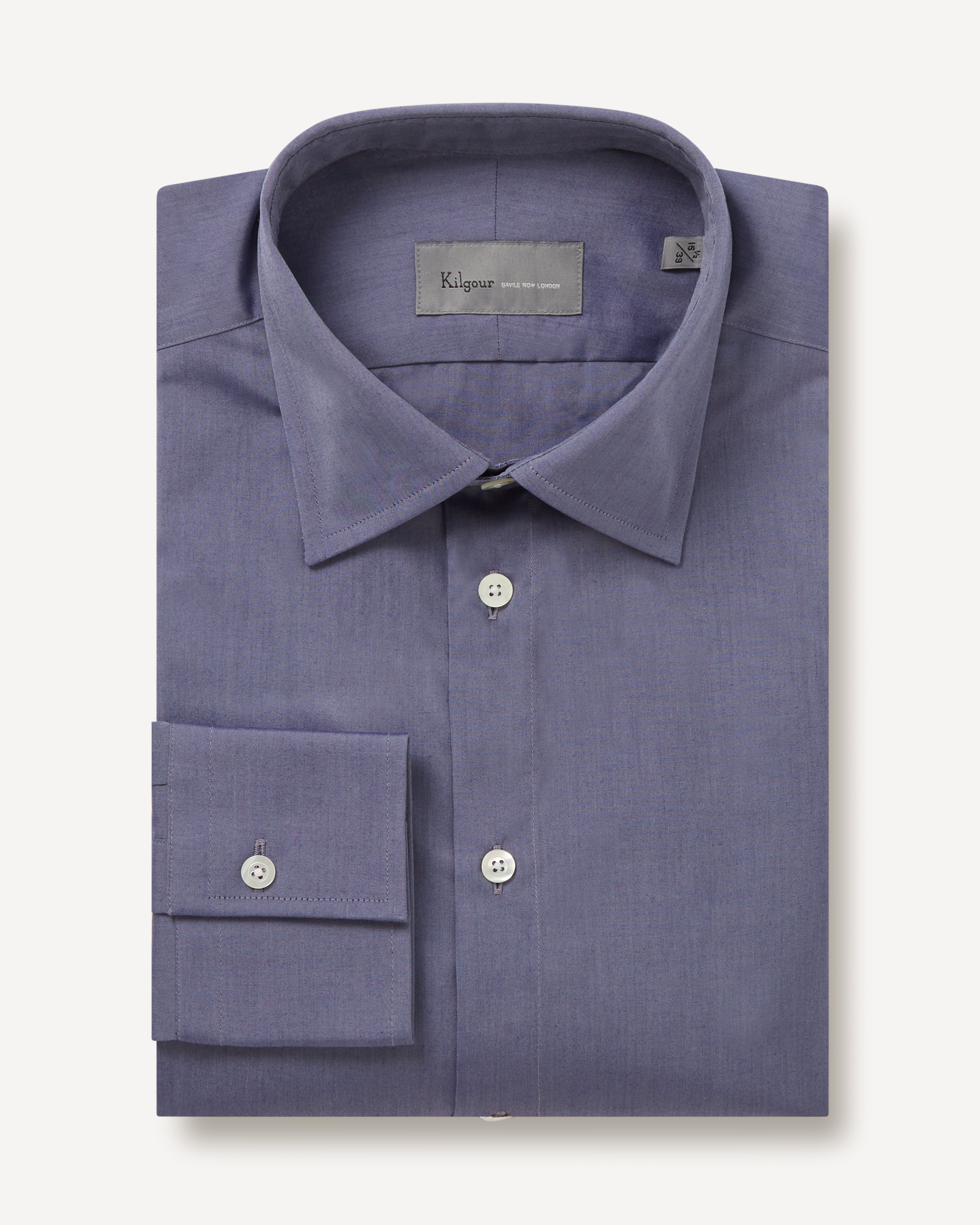 Kilgour Savile Row Tailoring KILGOUR Regular Collar Plain Cotton Shirt Indigo