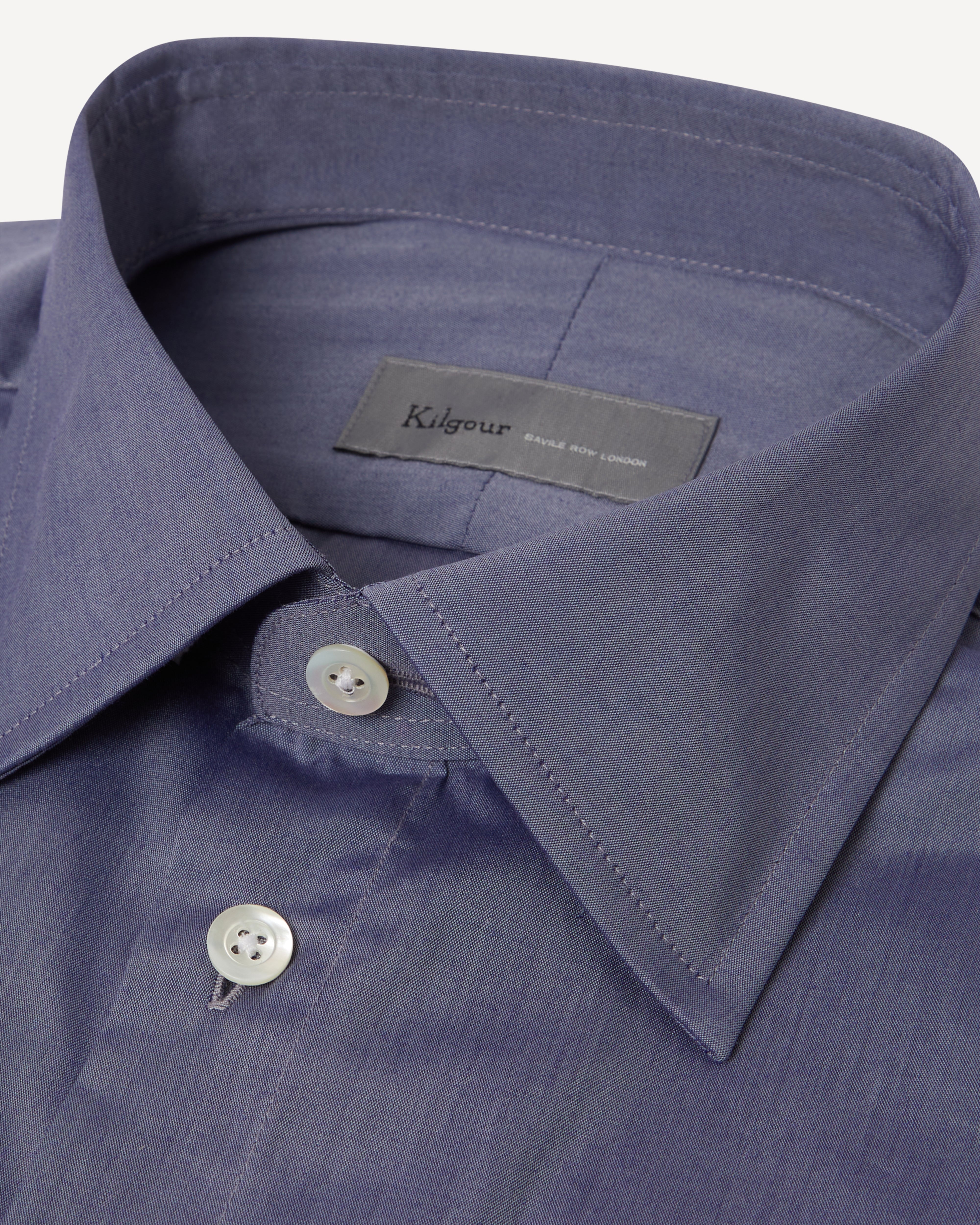 Kilgour Savile Row Tailoring KILGOUR Regular Collar Plain Cotton Shirt Indigo