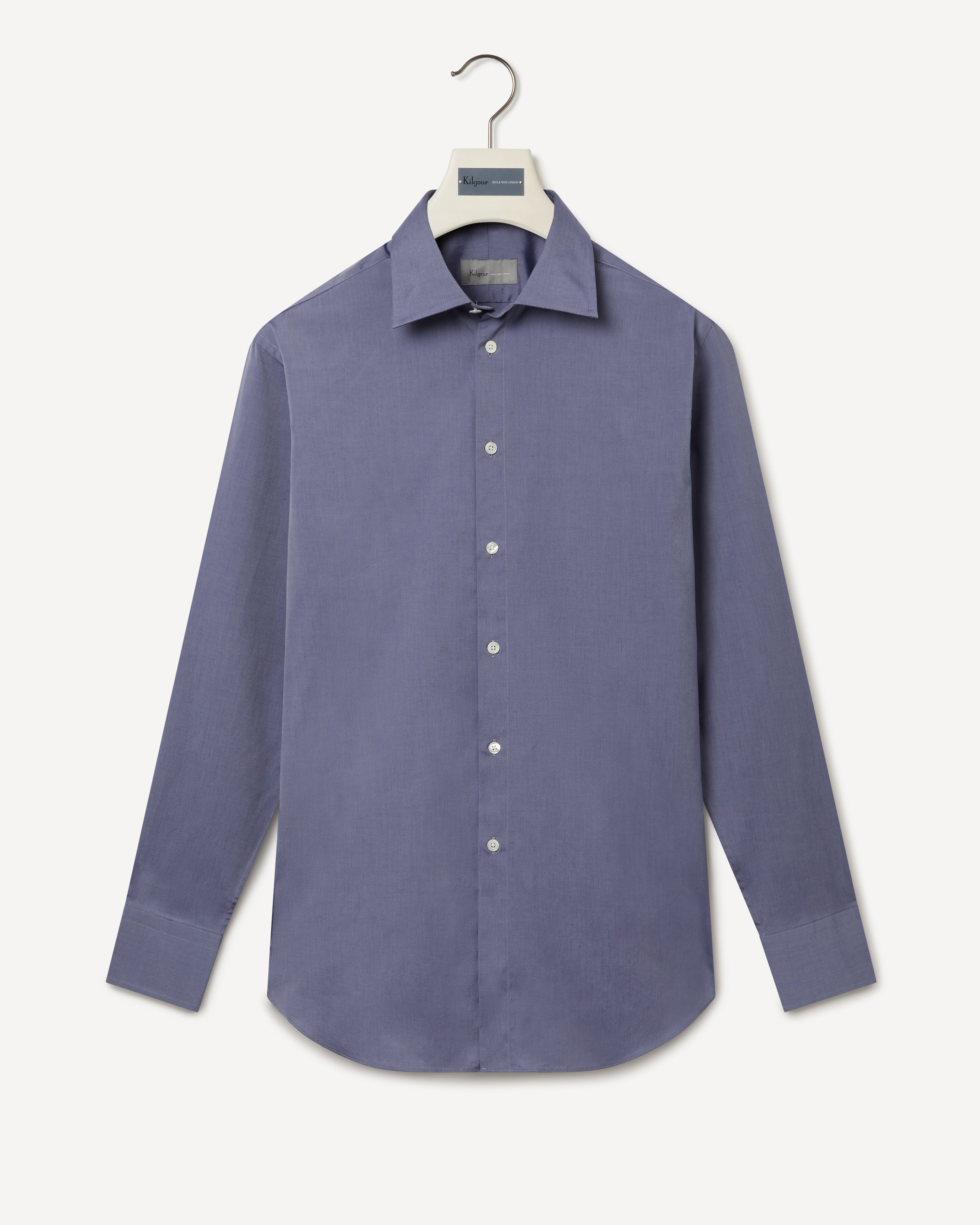 Kilgour Savile Row Tailoring KILGOUR Regular Collar Plain Cotton Shirt Indigo