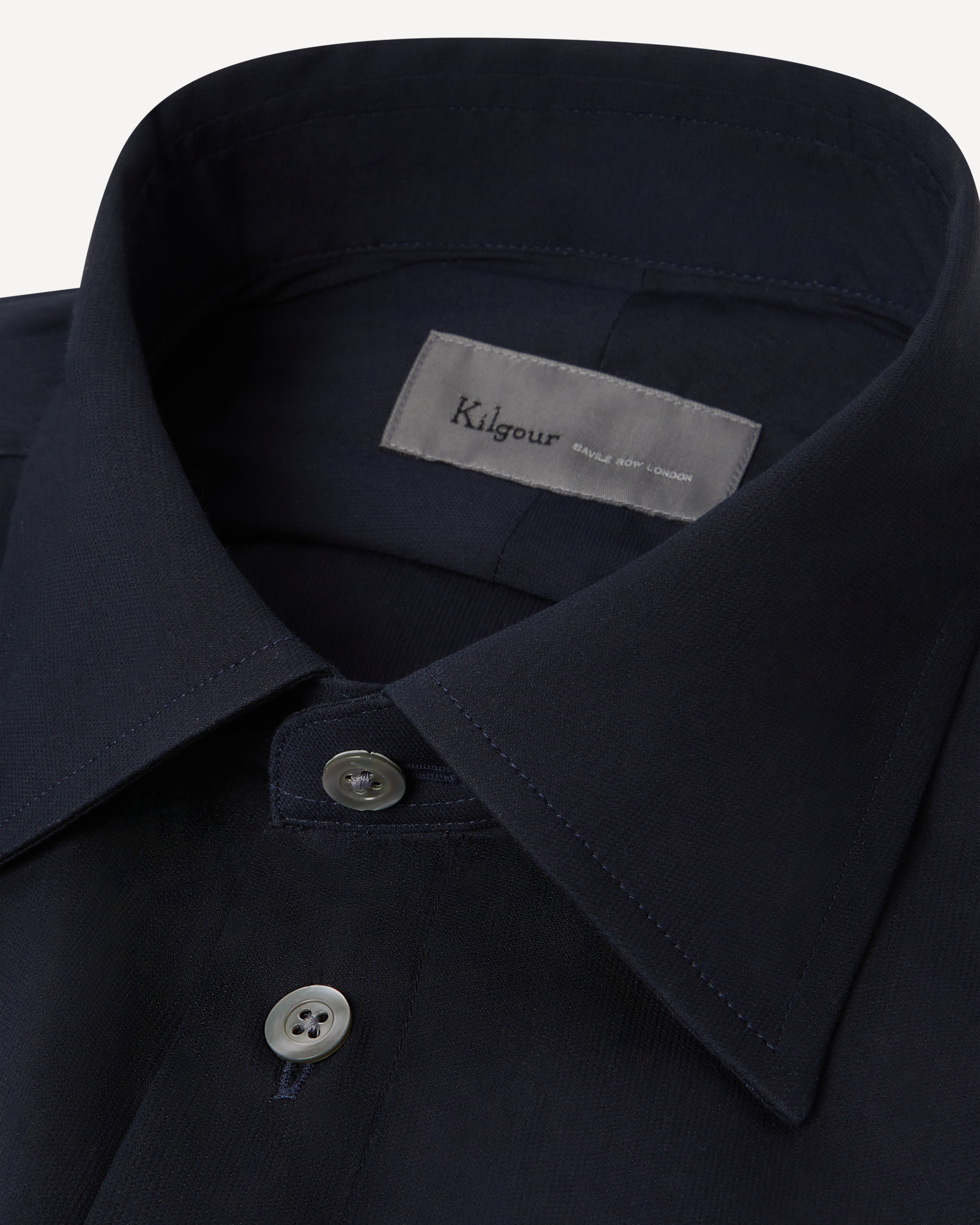 Kilgour Savile Row Tailoring KILGOUR Regular Collar Plain Cotton Shirt Navy