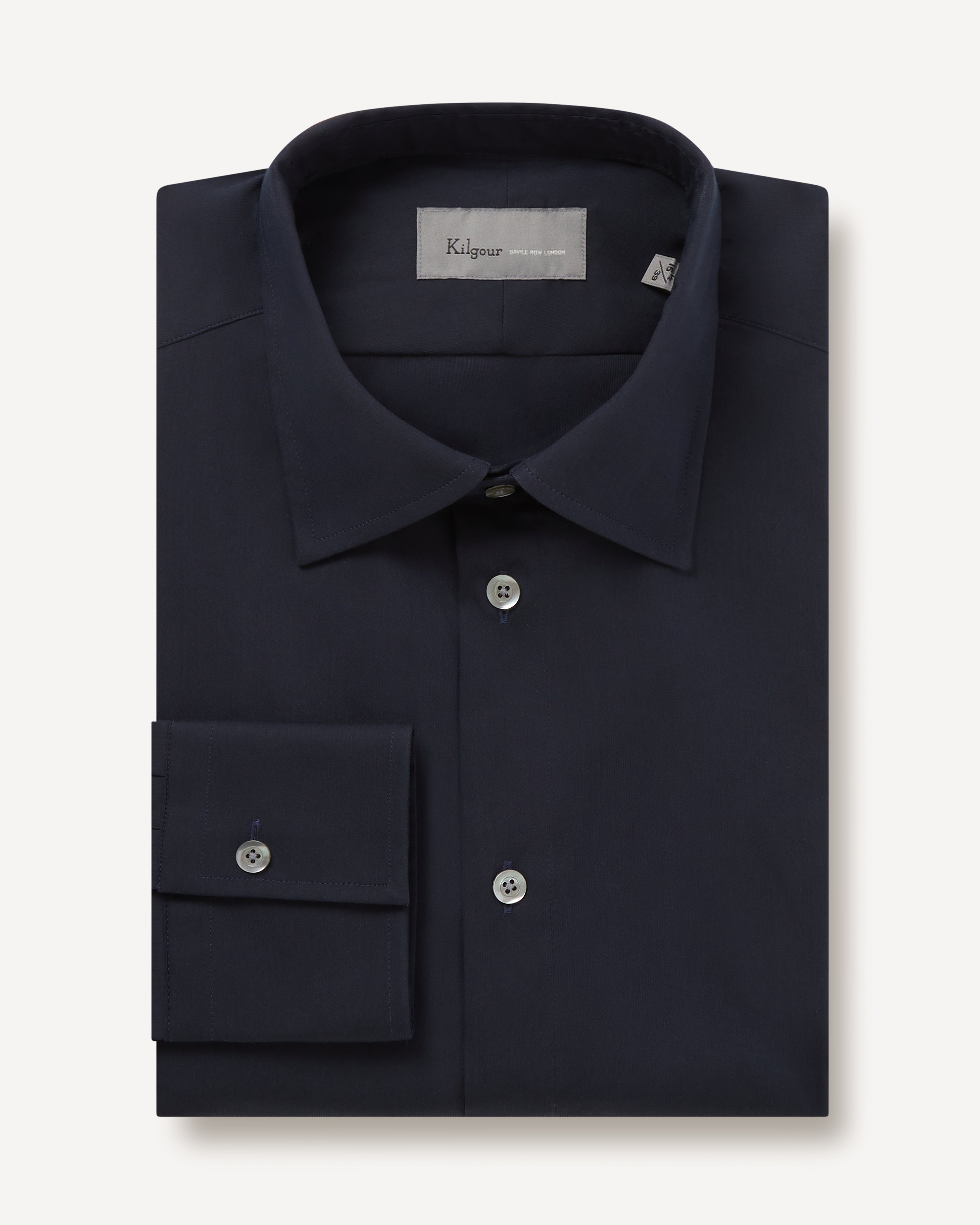 Kilgour Savile Row Tailoring KILGOUR Regular Collar Plain Cotton Shirt Navy