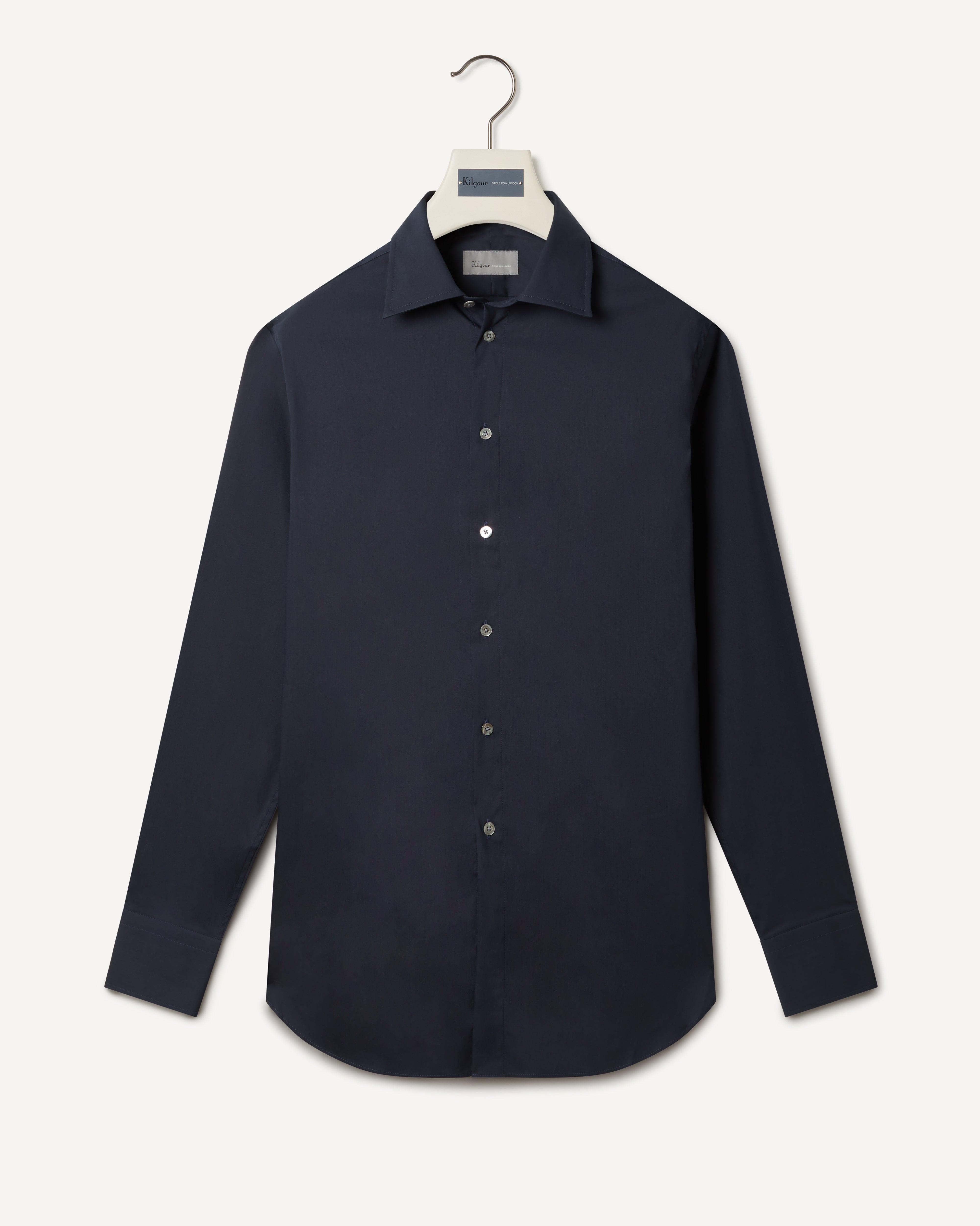 Kilgour Savile Row Tailoring KILGOUR Regular Collar Plain Cotton Shirt Navy