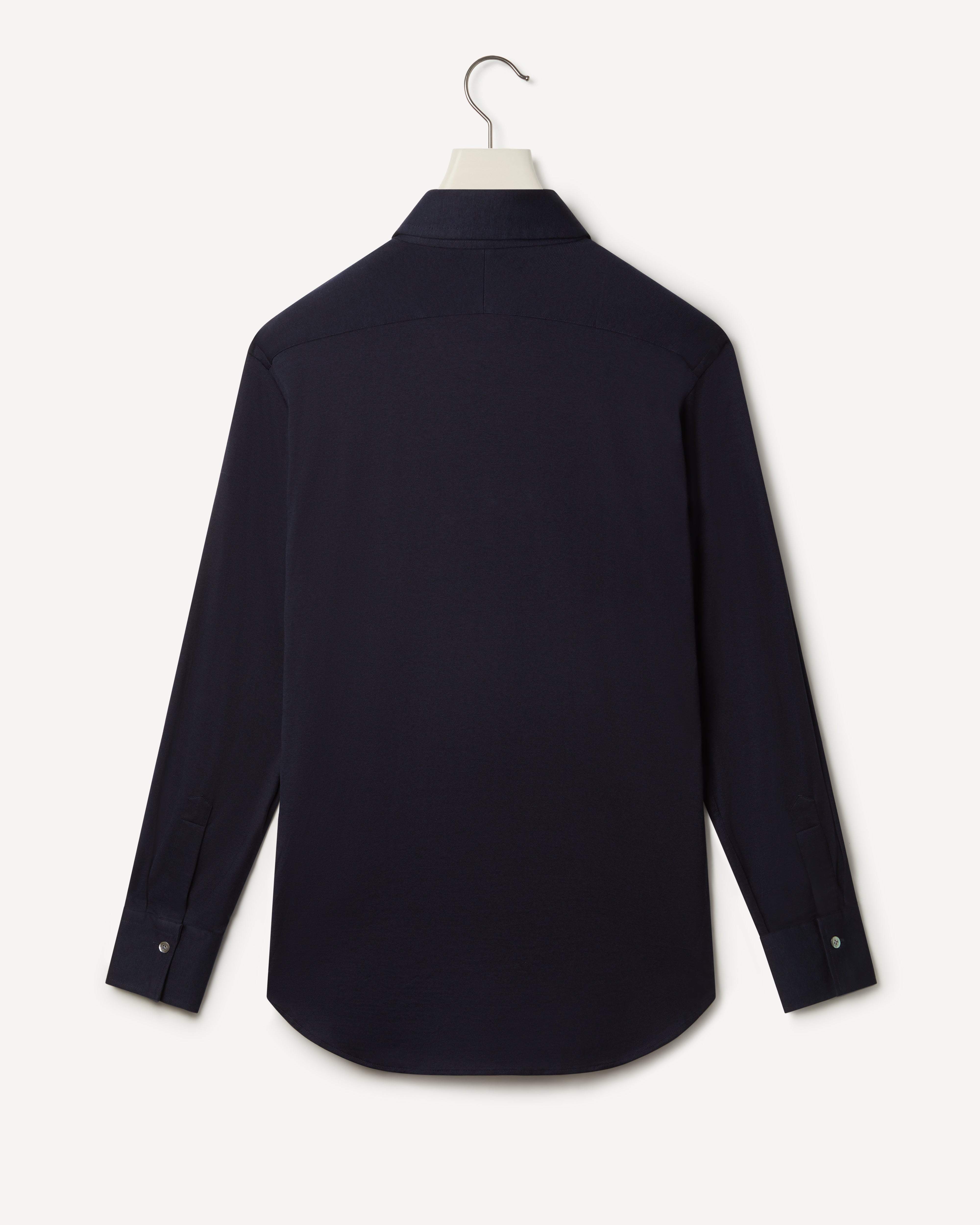 Kilgour Savile Row Tailoring KILGOUR Regular Collar Single Cuff Jersey Shirt Navy Blue