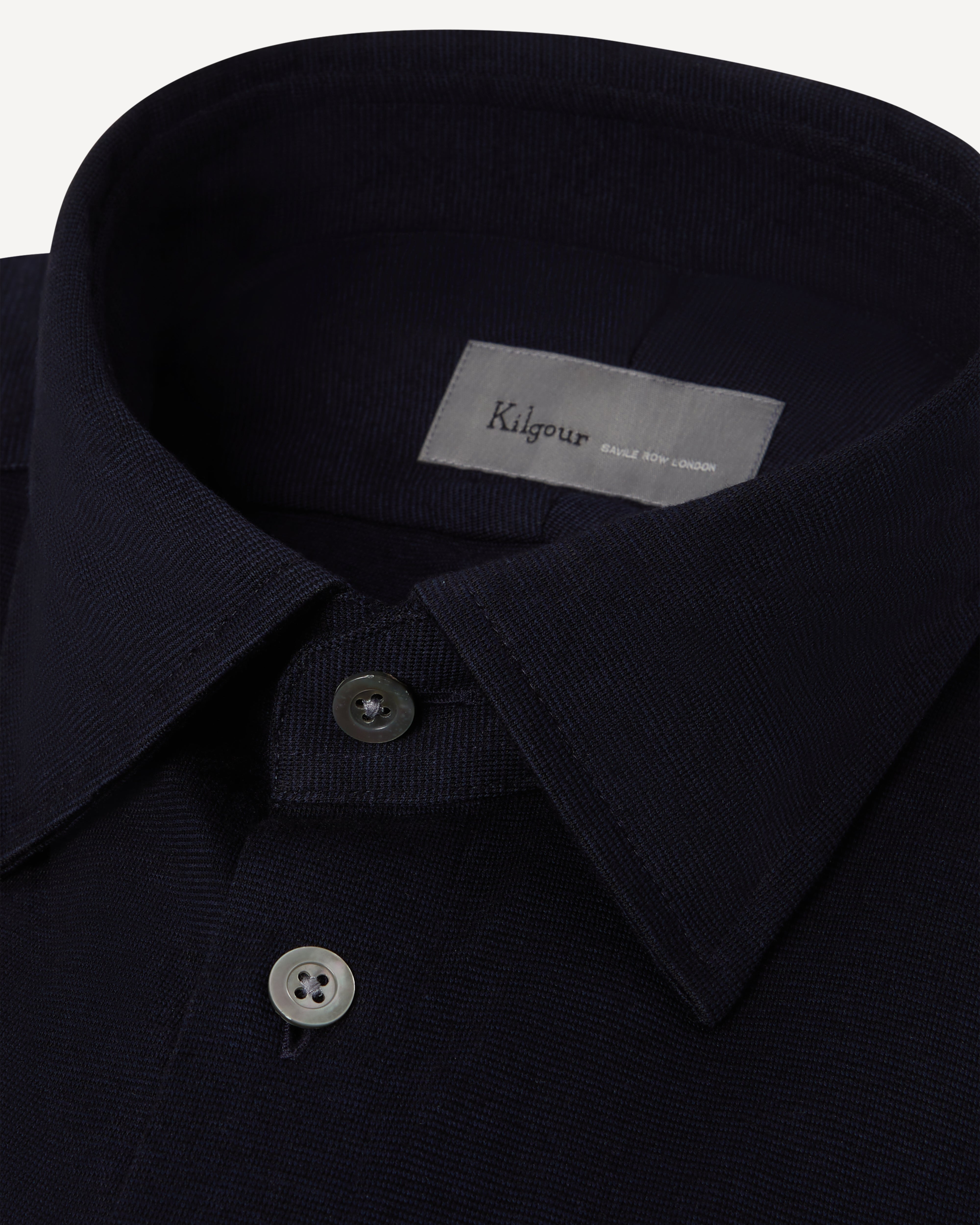 Kilgour Savile Row Tailoring KILGOUR Regular Collar Single Cuff Jersey Shirt Navy Blue