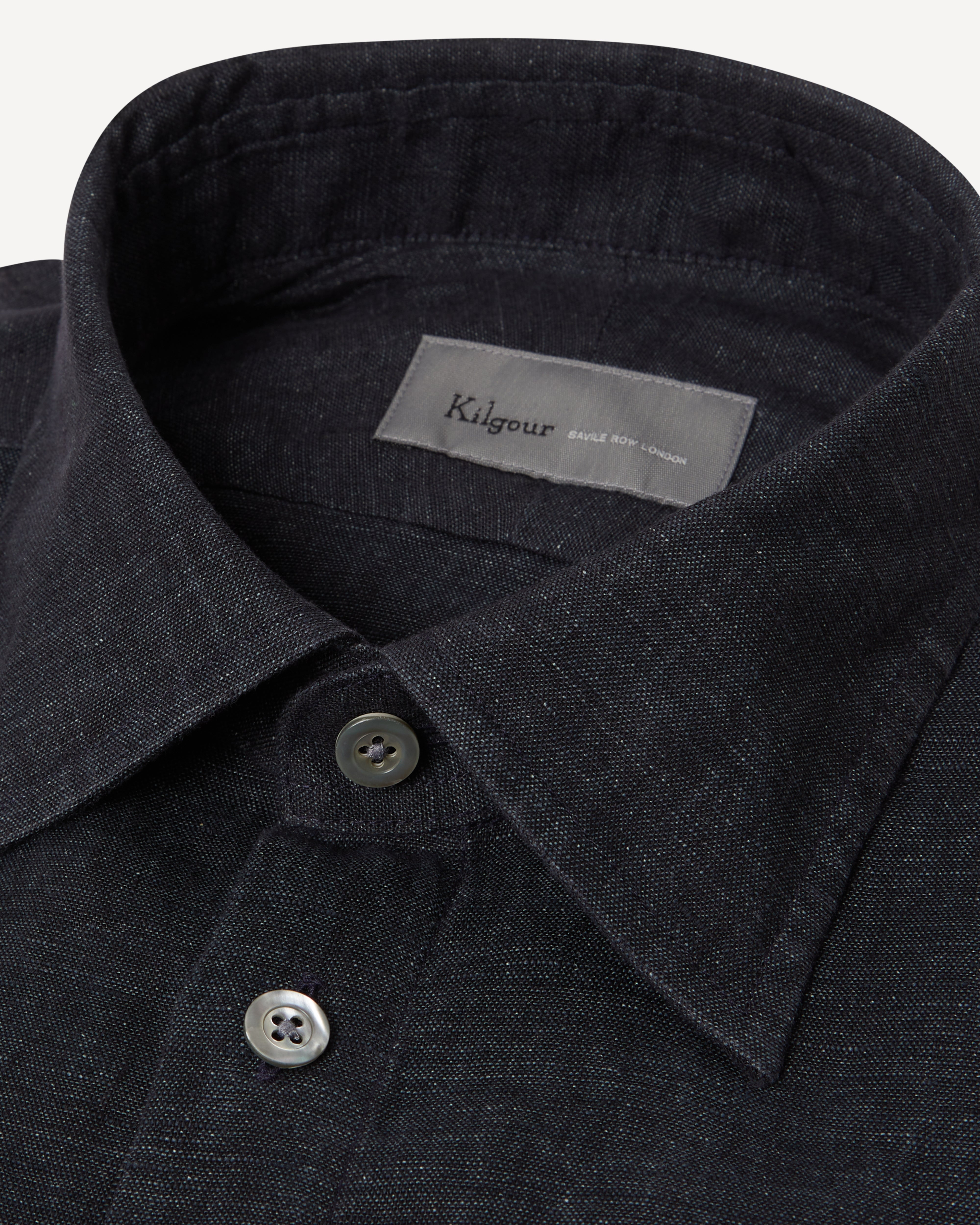 Kilgour Savile Row Tailoring KILGOUR Regular Collar Single Cuff Linen Shirt Charcoal