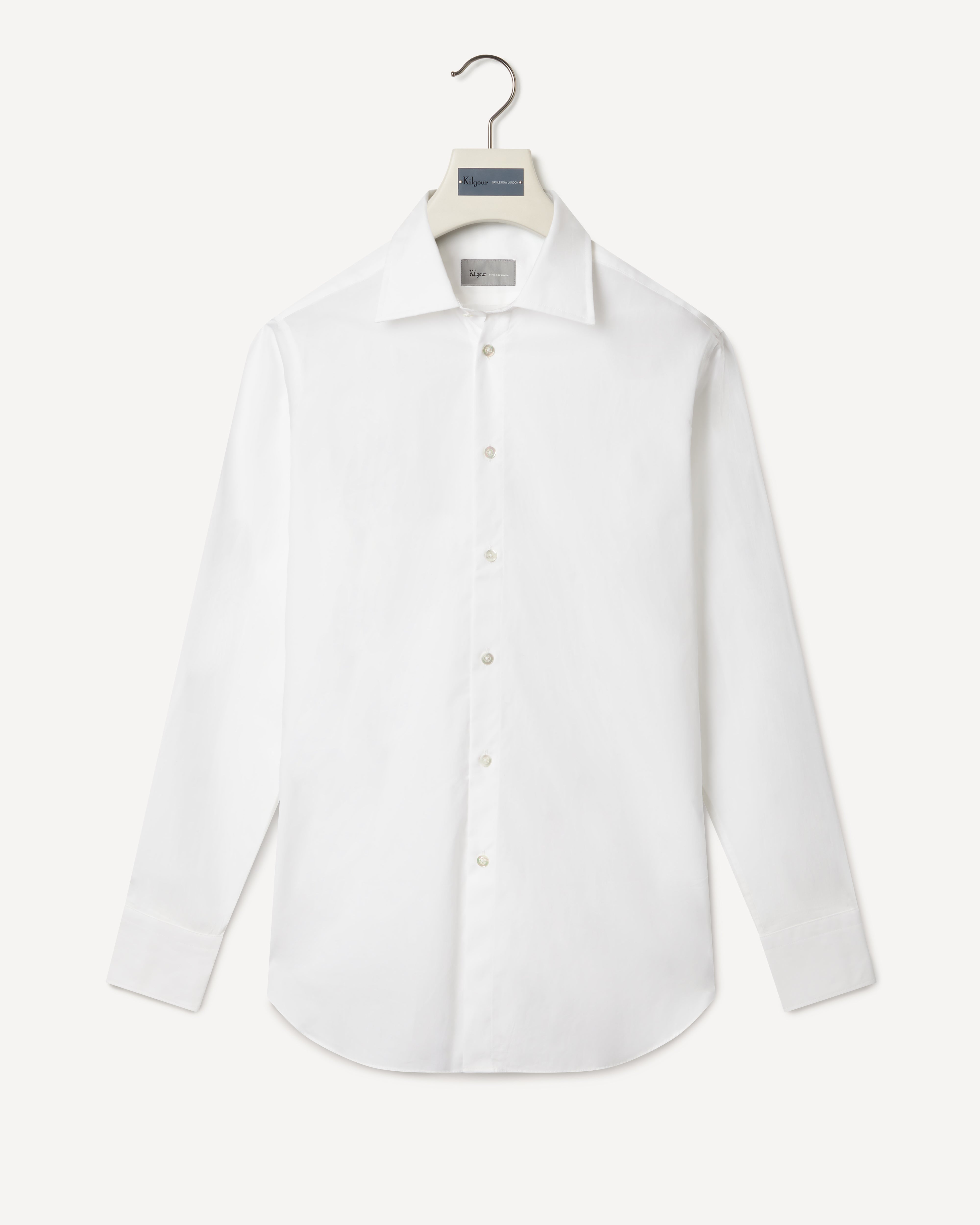 Kilgour Savile Row Tailoring KILGOUR Regular Collar Single Cuff Plain Cotton Shirt White