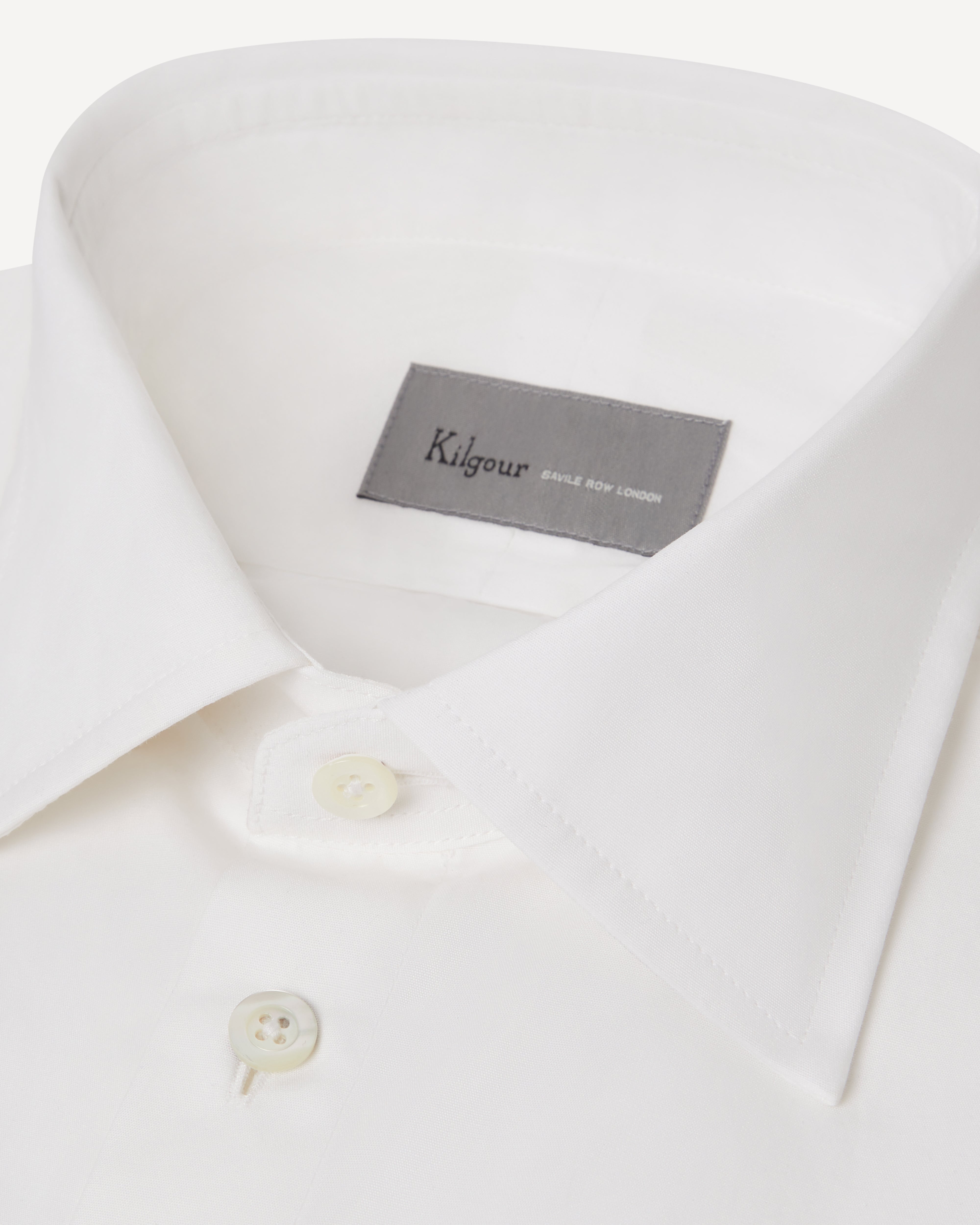 Kilgour Savile Row Tailoring KILGOUR Regular Collar Single Cuff Plain Cotton Shirt White