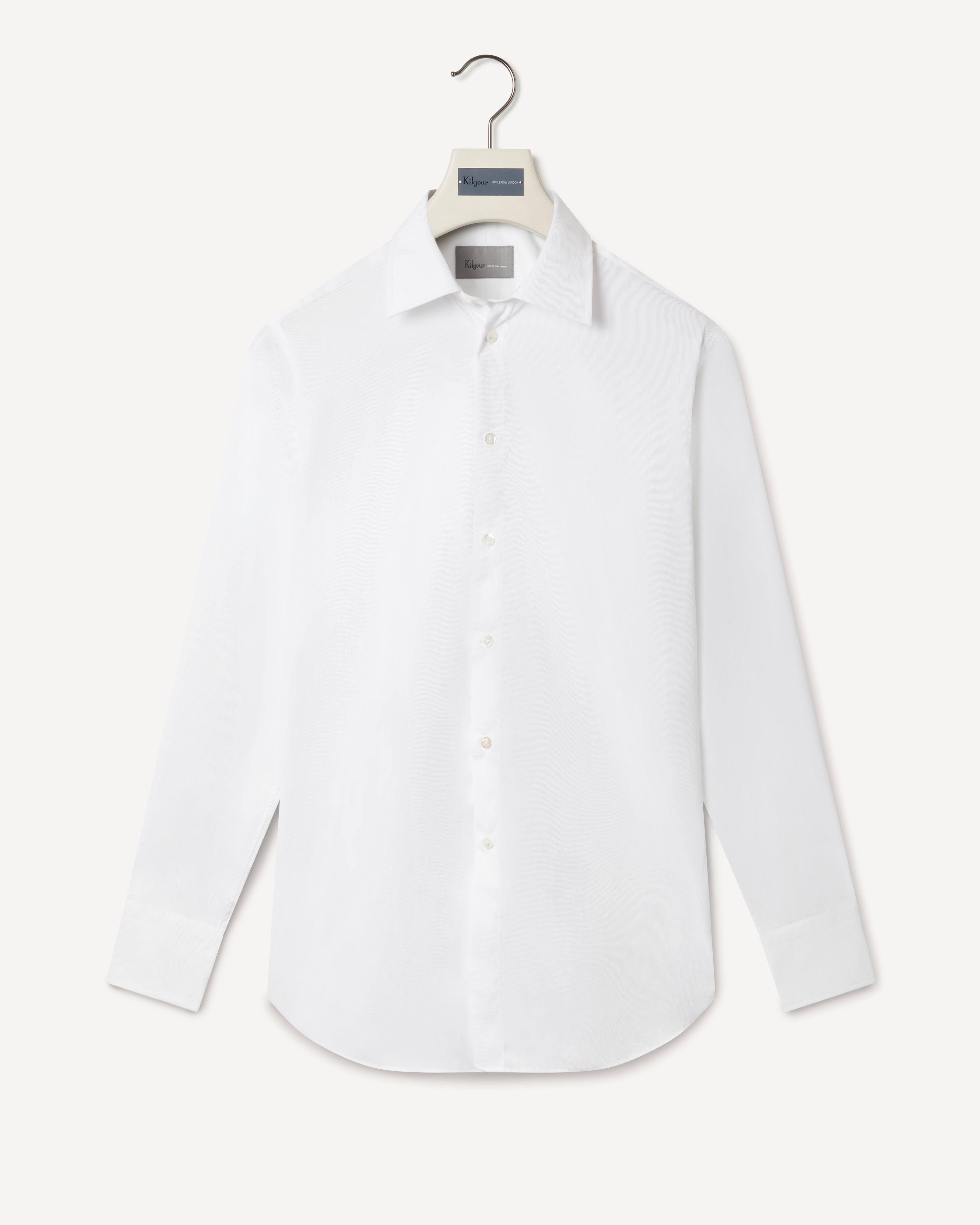 Kilgour Savile Row Tailoring KILGOUR Regular Collar Single Cuff Textured Cotton Shirt White