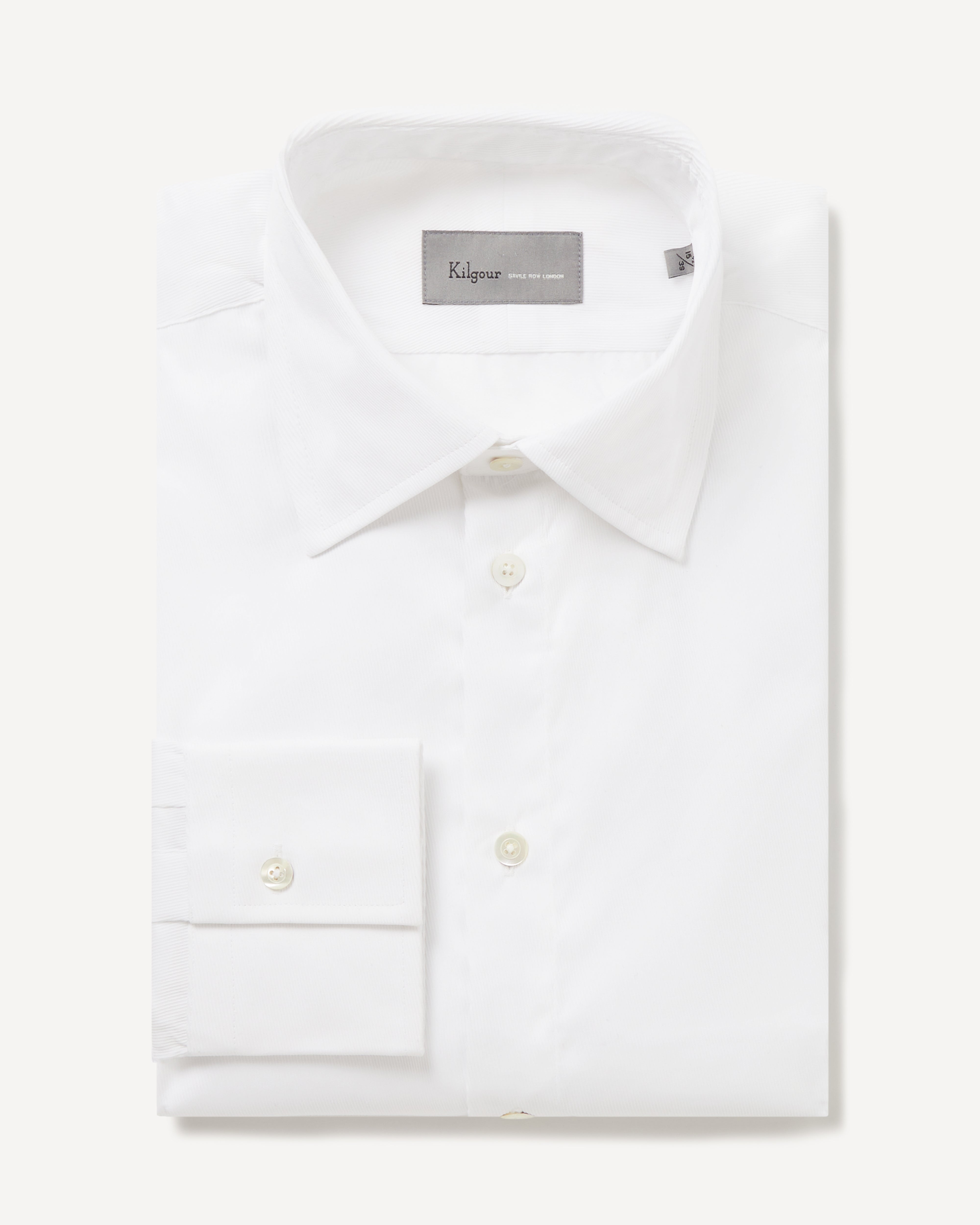 Kilgour Savile Row Tailoring KILGOUR Regular Collar Single Cuff Textured Cotton Shirt White