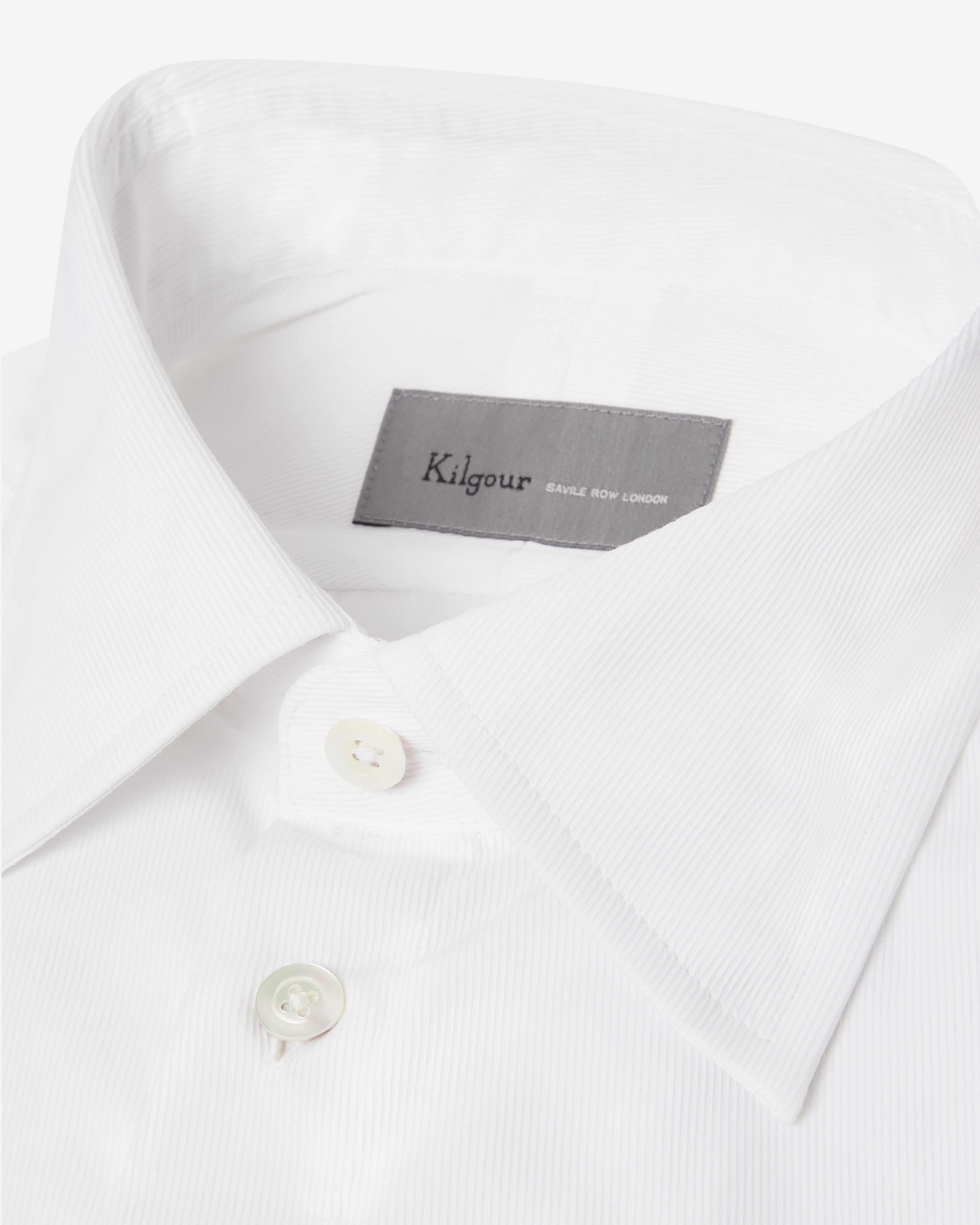 Kilgour Savile Row Tailoring KILGOUR Regular Collar Single Cuff Textured Cotton Shirt White