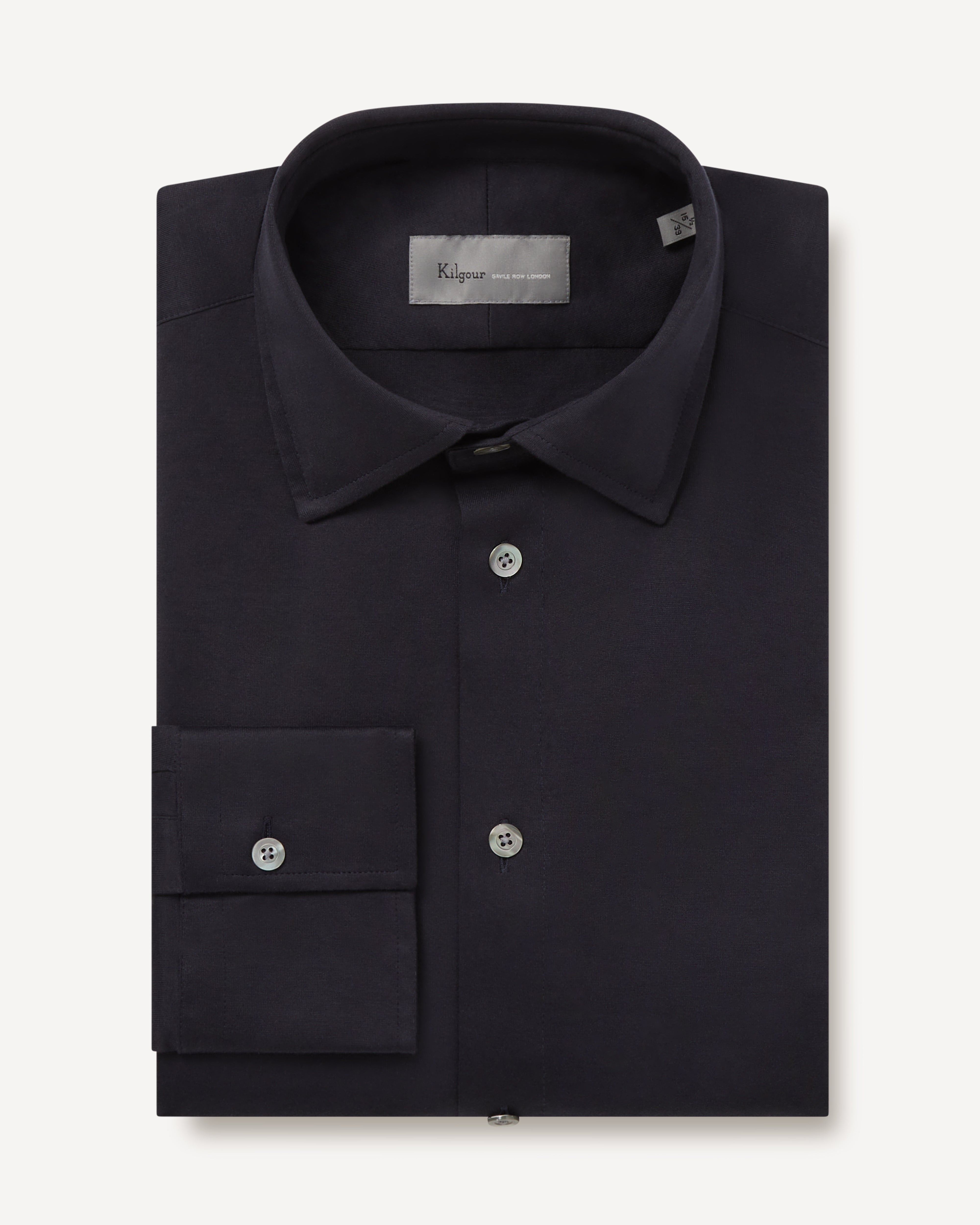 Kilgour Savile Row Tailoring KILGOUR Regular Collar Soft Jersey Shirt Navy